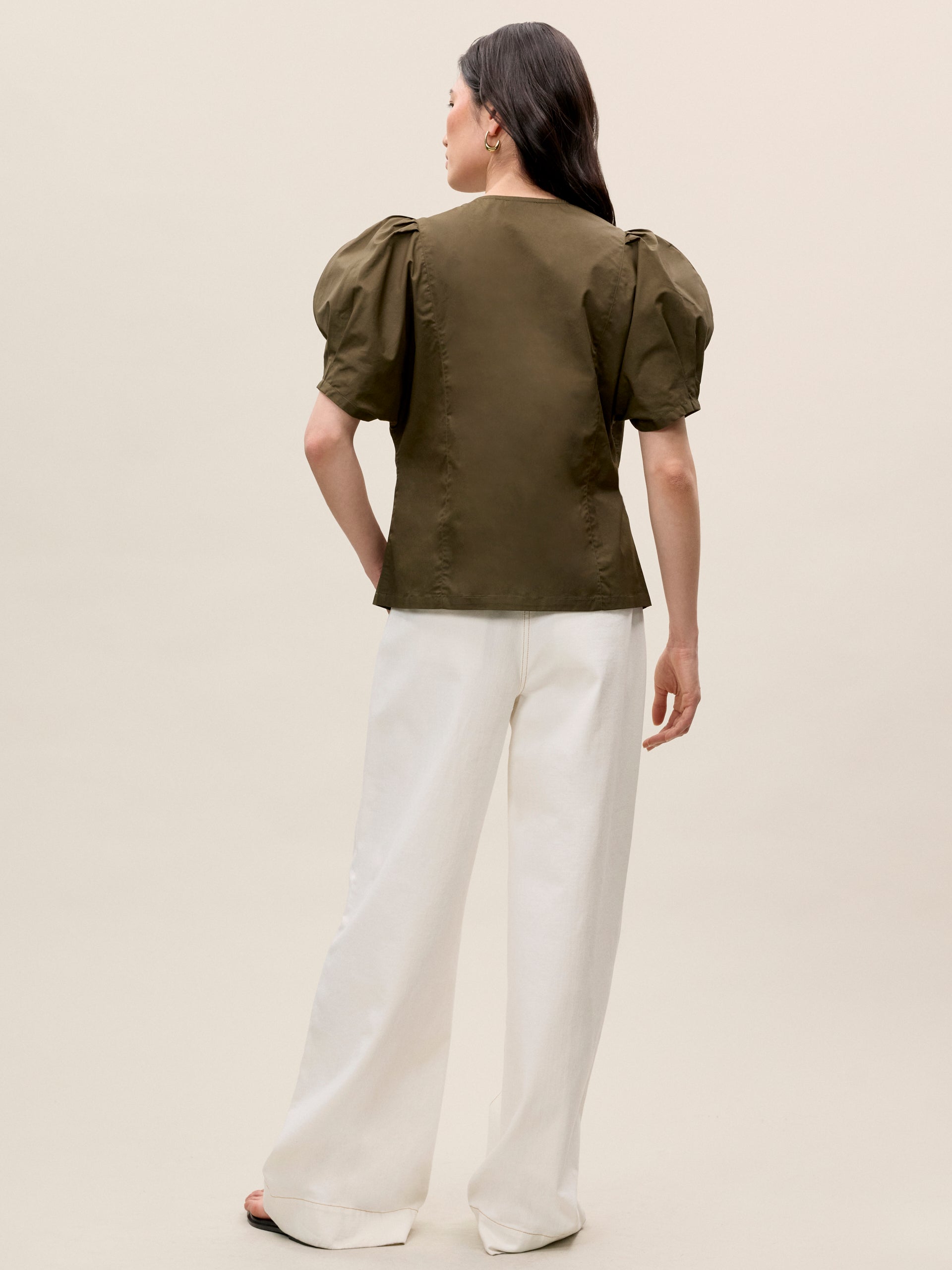  Raquel Twill Shirt in Olive by Rebecca Taylor