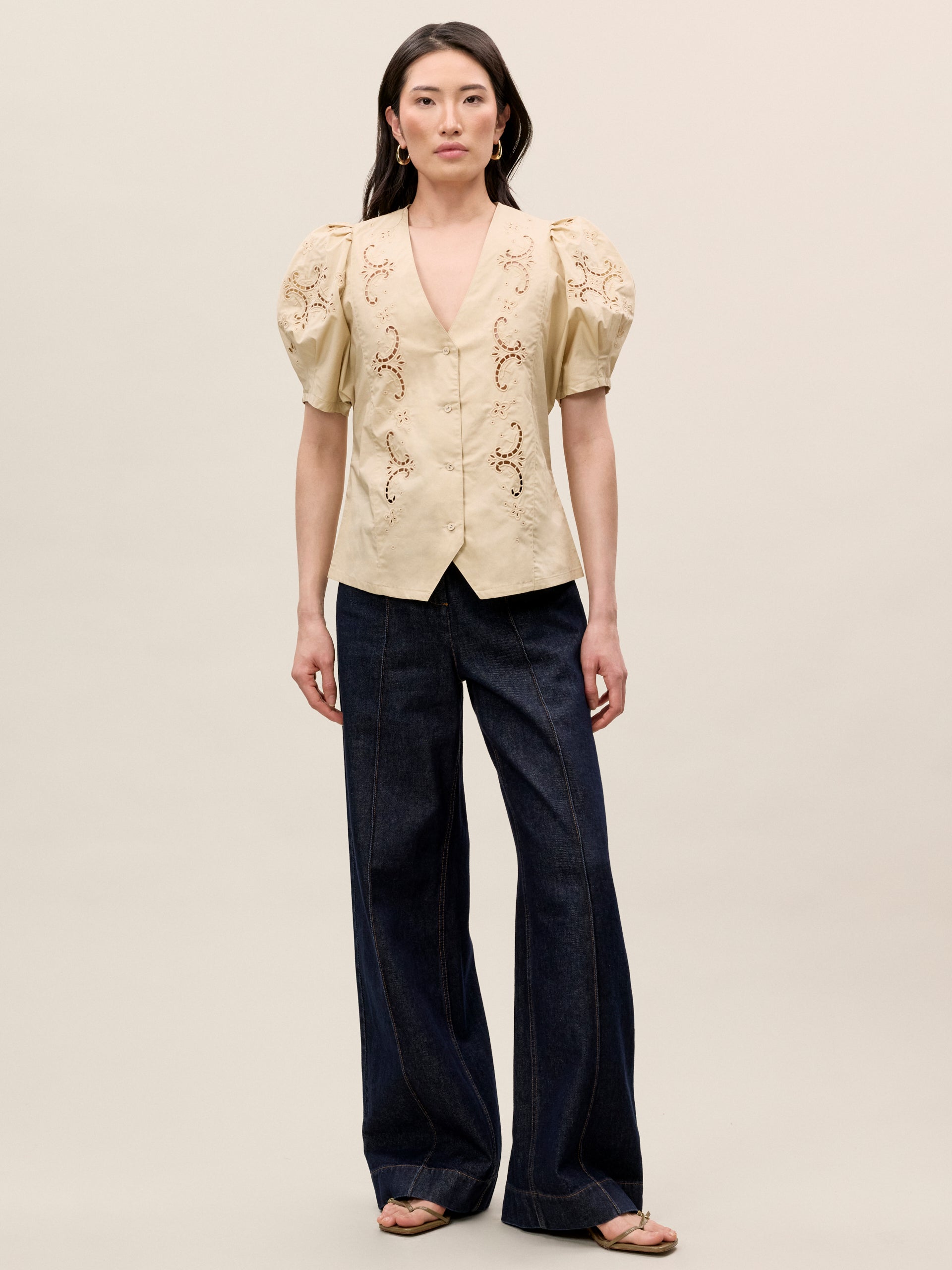  Raquel Twill Shirt in Latte by Rebecca Taylor