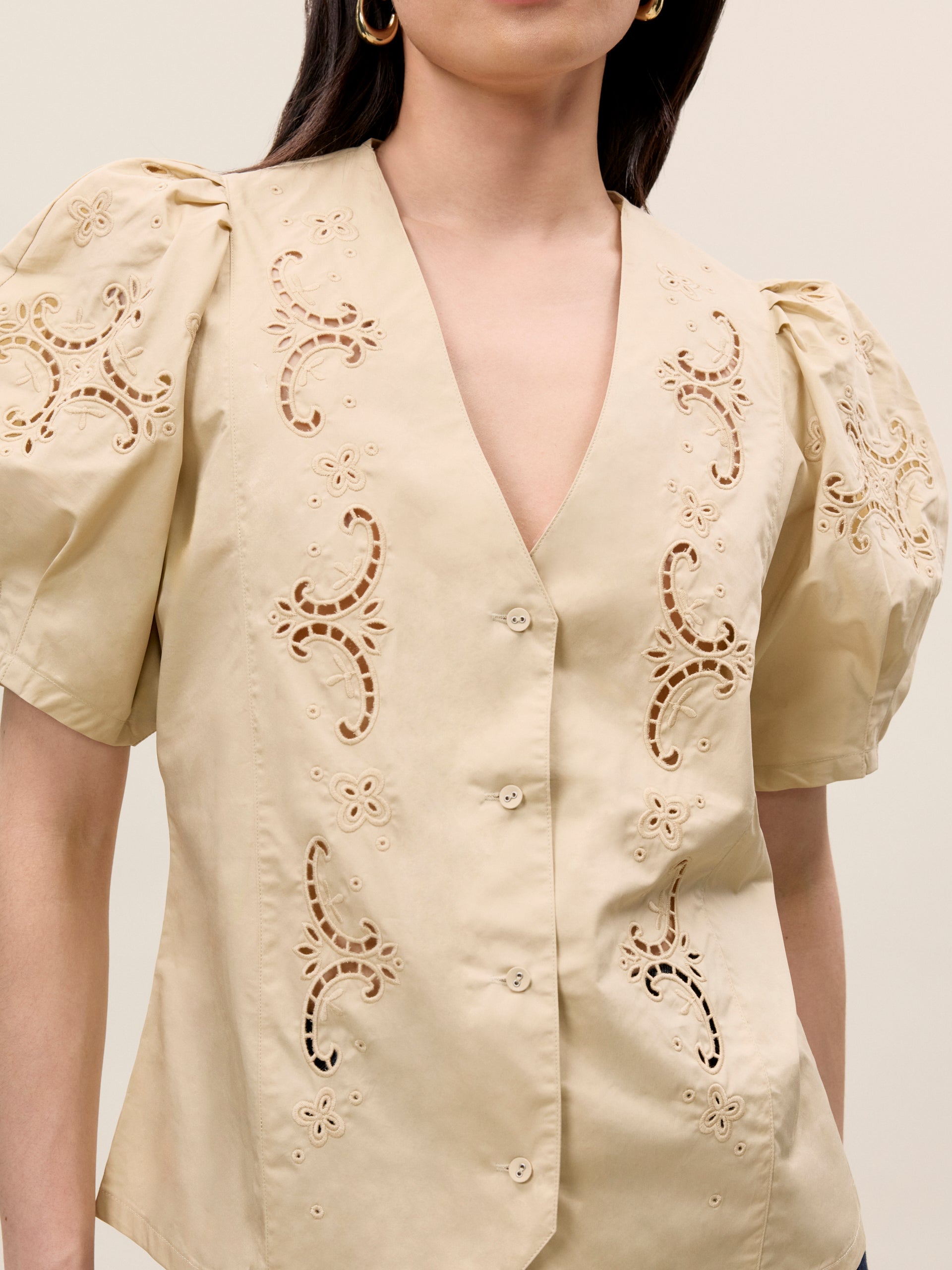  Raquel Twill Shirt in Latte by Rebecca Taylor