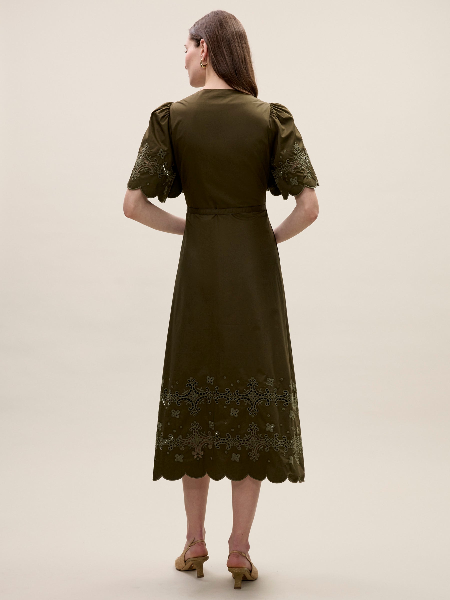  Raquel Twill Dress in Olive by Rebecca Taylor