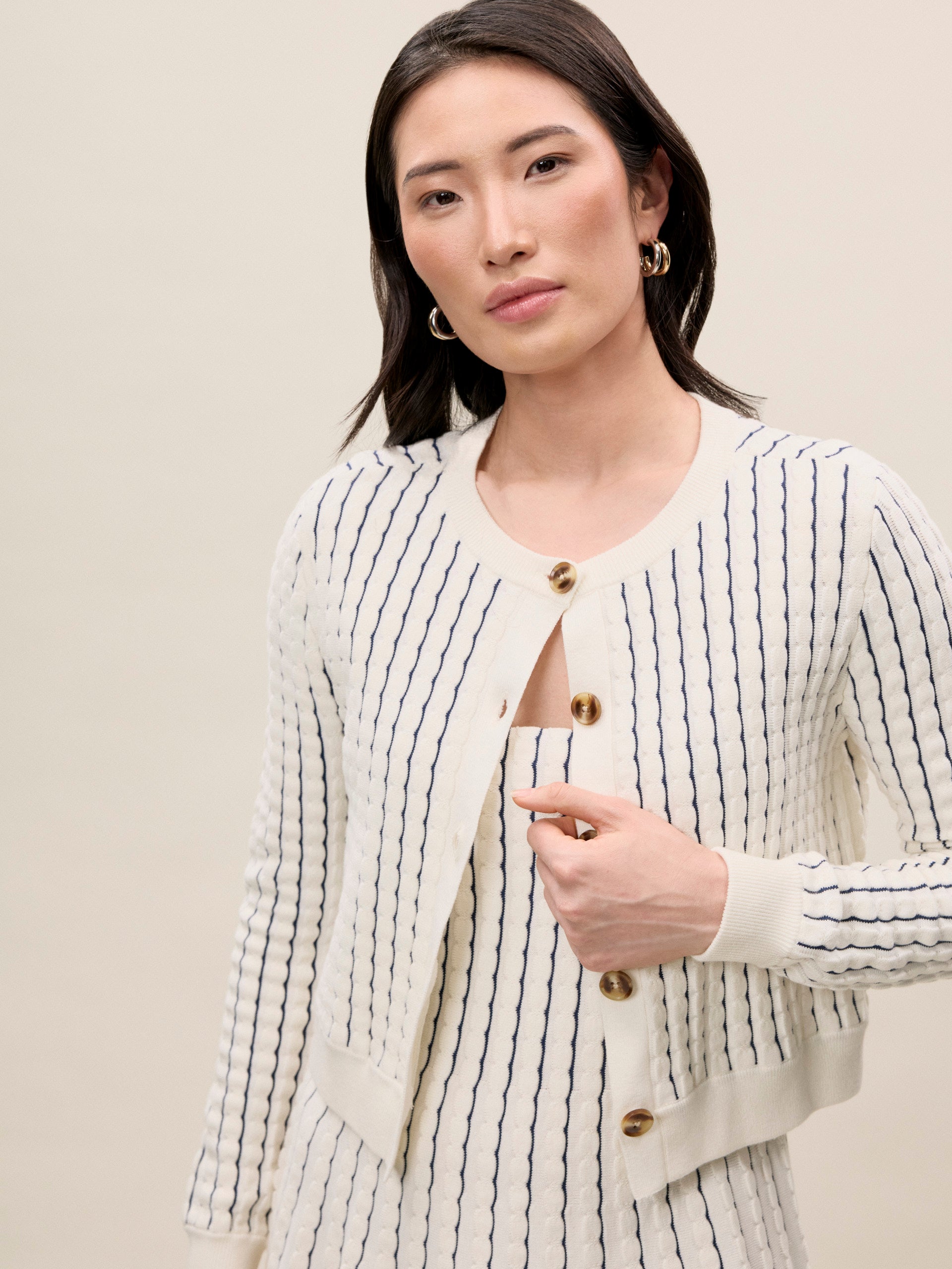  Dorothy Knit Cardigan in Ivory by Rebecca Taylor