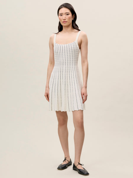 【SCULPTOR】Pleated Knit Mini Dress Ivory Ivory Estelle Circle Mini Dress – Angel Love Crochet & Company