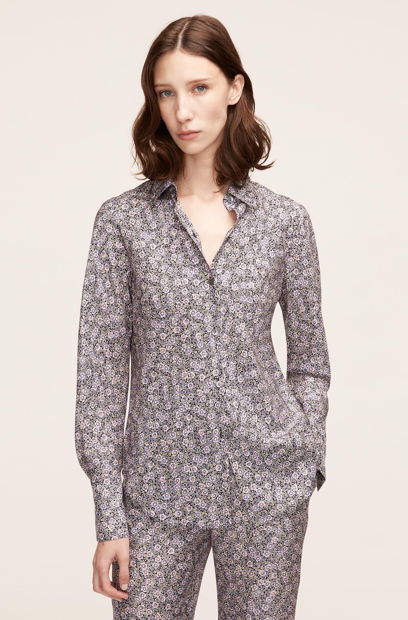  Violet Fleur Silk Blouse in Violet Fleur Morning Glory Combo by Rebecca Taylor