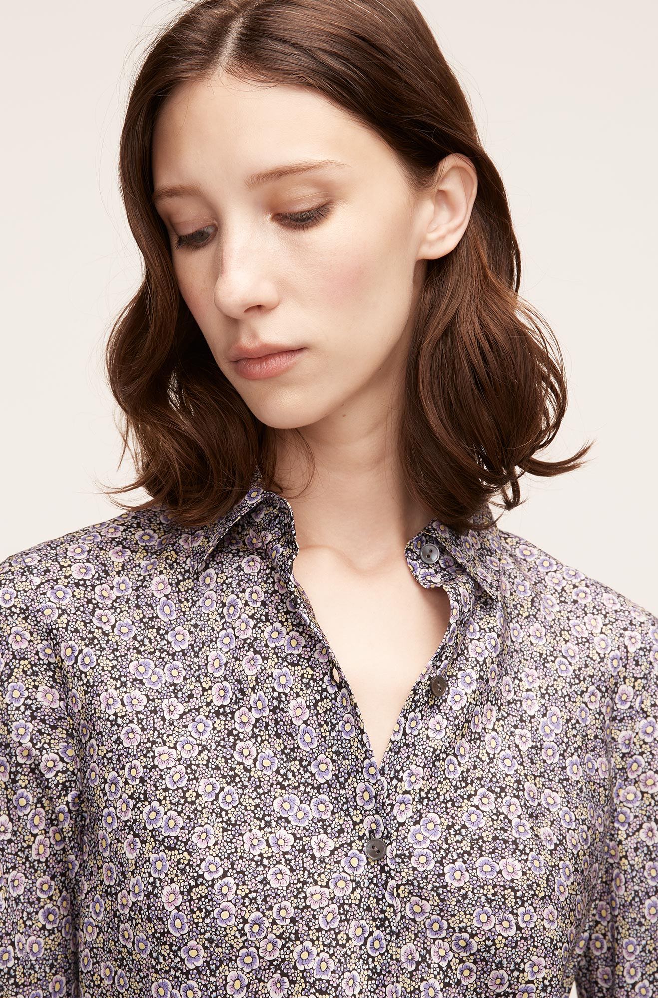 Violet Fleur Silk Blouse