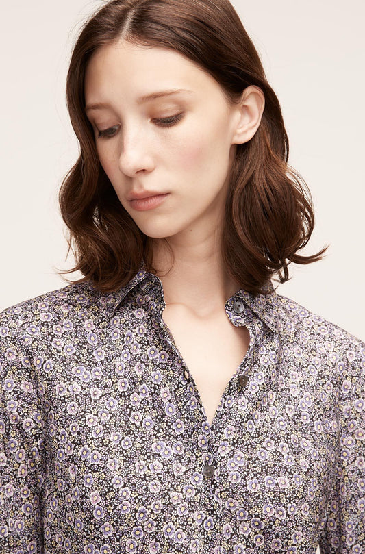 Violet Fleur Silk Blouse
