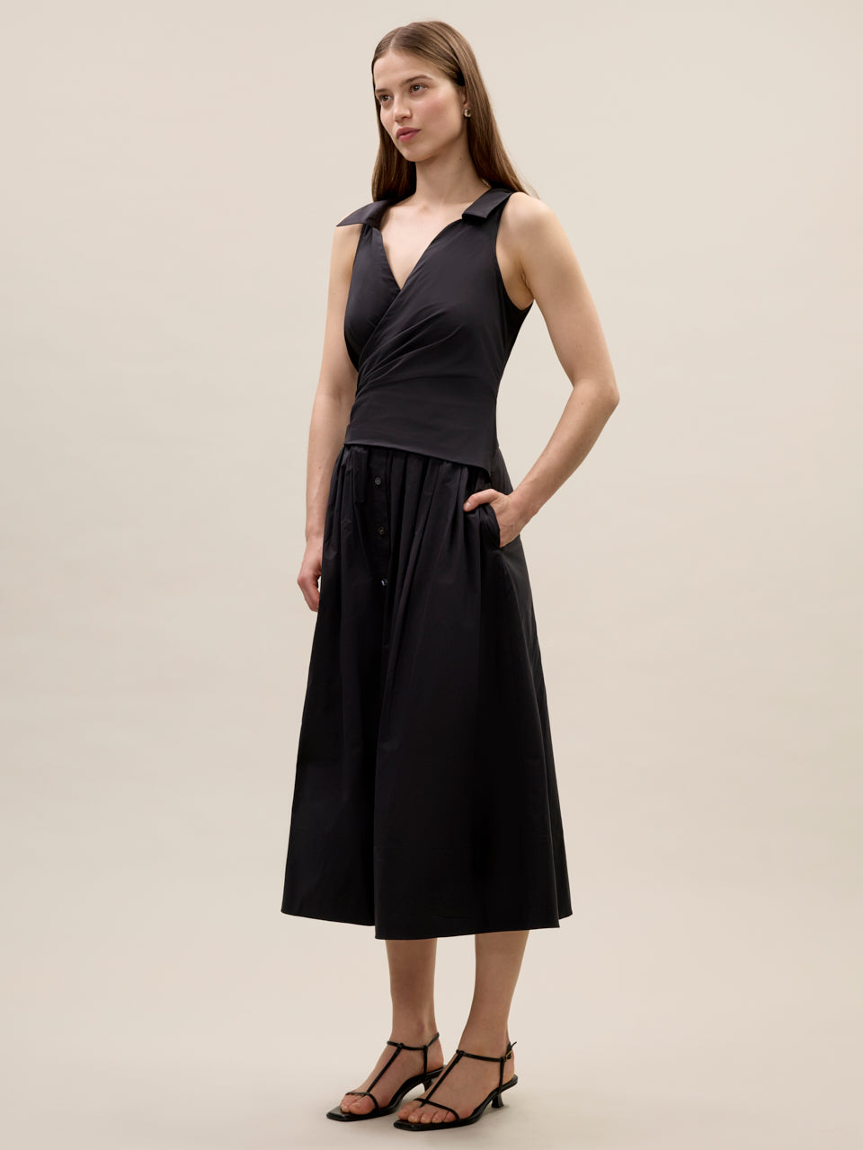  Isla Poplin Dress in Black by Rebecca Taylor