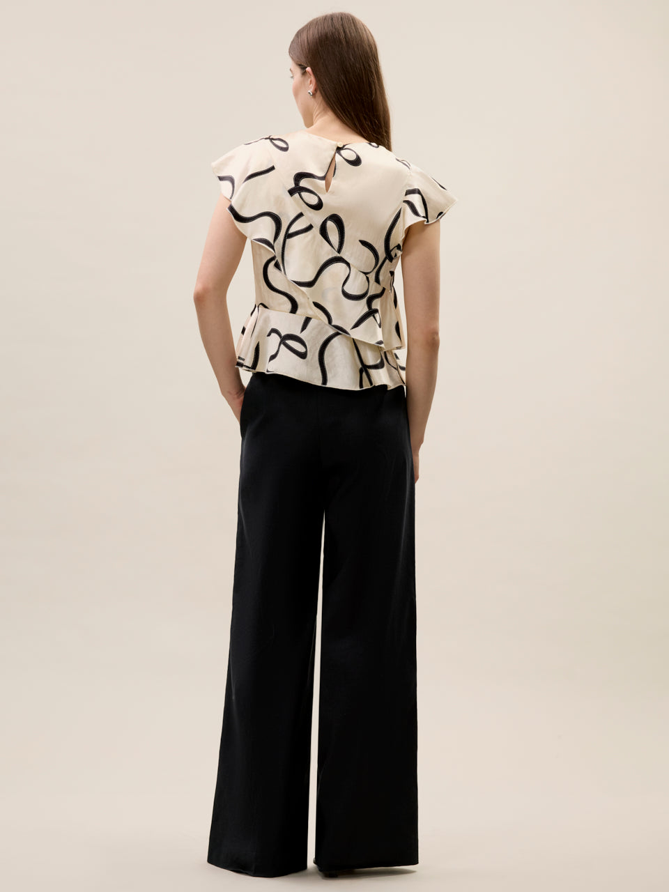  Hollis Satin Top in Ribbon Print by Rebecca Taylor
