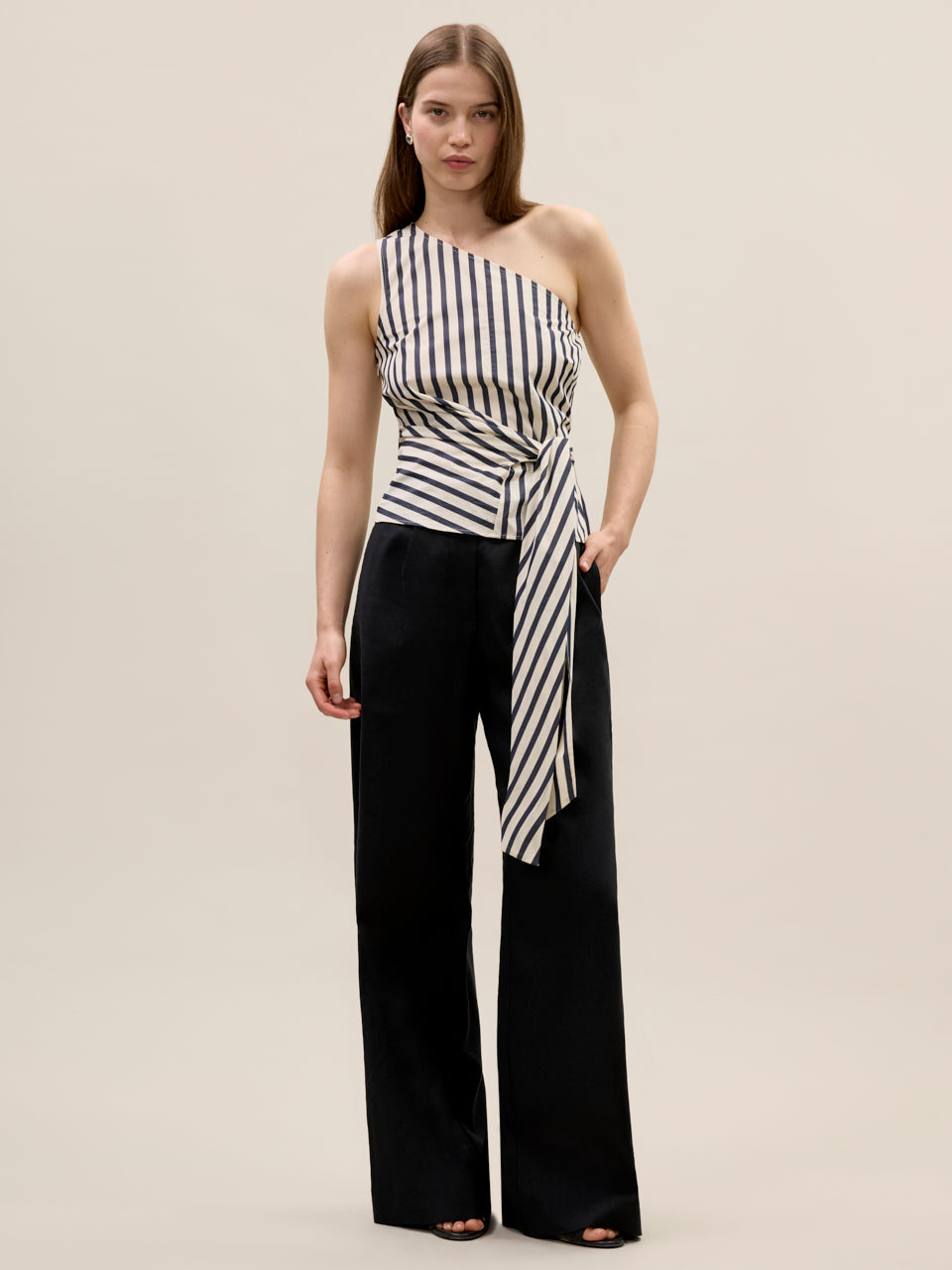  Isla Stripe Poplin Top in Cream Stripe by Rebecca Taylor
