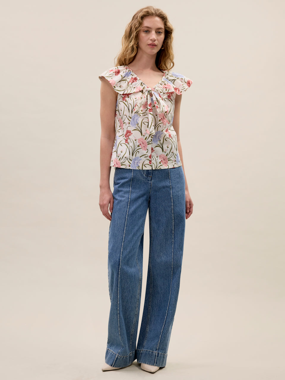  Acosanti Floral Top in Ivory Multi by Rebecca Taylor