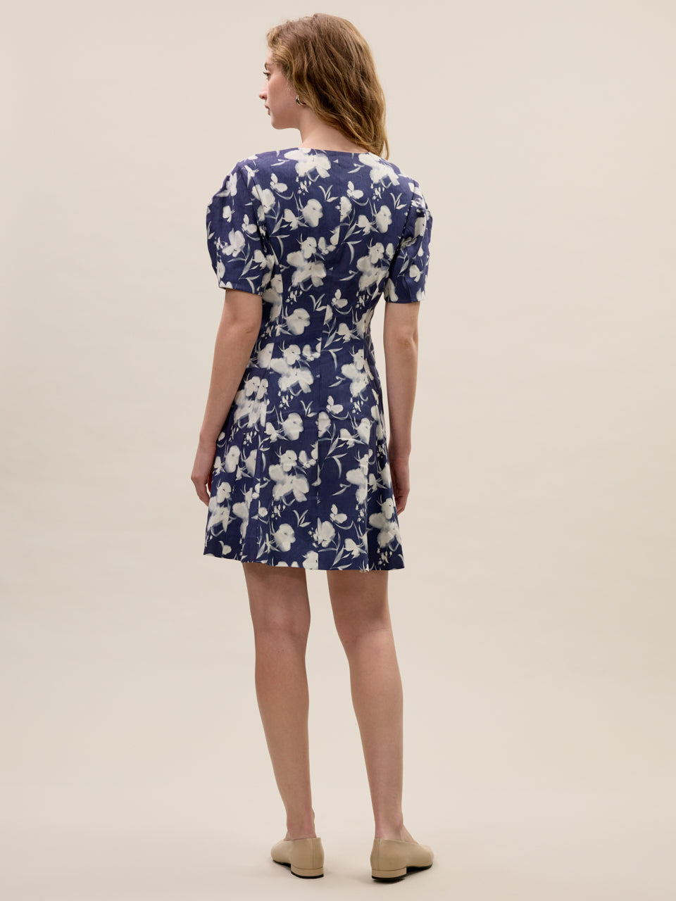  Bea Linen Mini Dress in Navy Combo by Rebecca Taylor