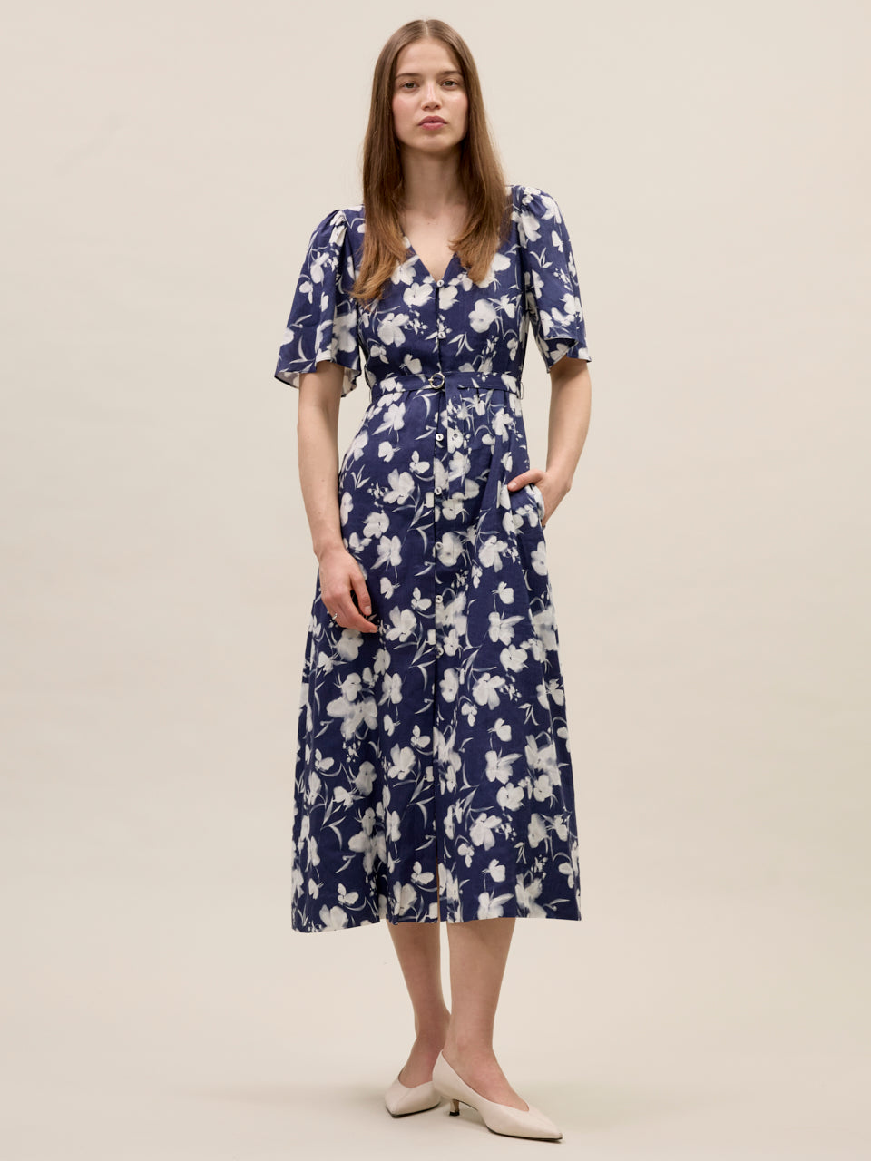  Bea Linen Maxi Dress in Navy Combo by Rebecca Taylor