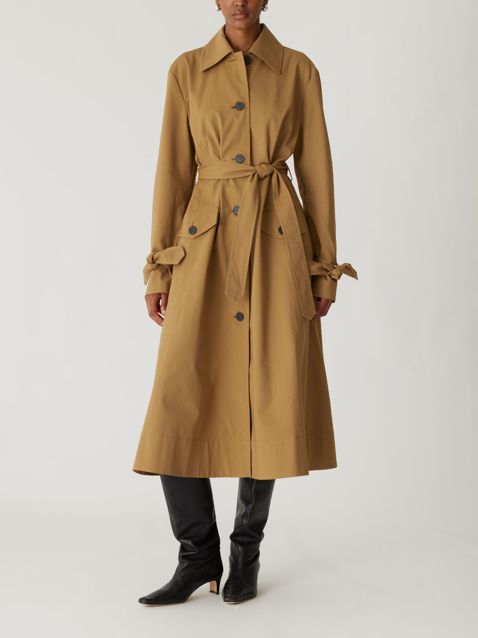 Brown Belted Trench Coat Refined Sateen Trench Coat in Date by Rebecca Taylor