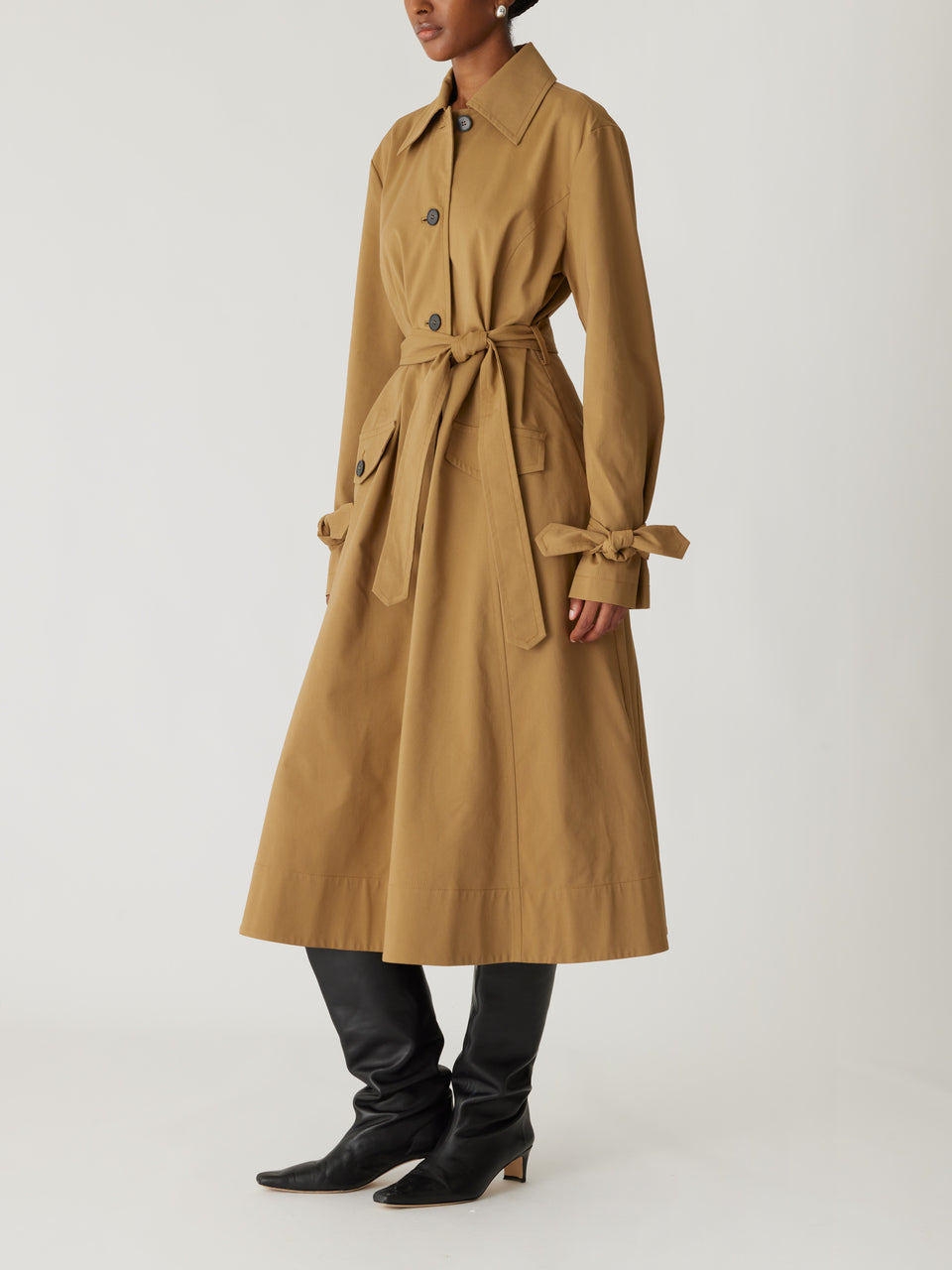 Brown Belted Trench Coat Refined Sateen Trench Coat in Date by Rebecca Taylor