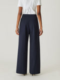 Refined Sateen Wide Leg Cotton Trouser