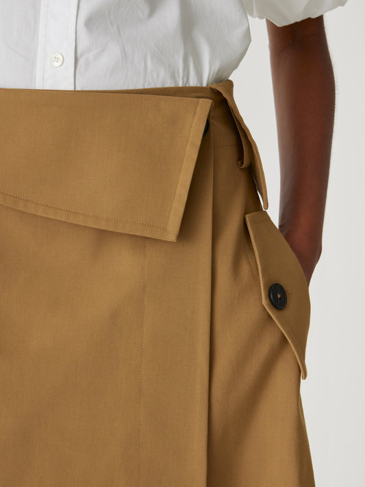 Refined Sateen Foldover Wrap Skirt