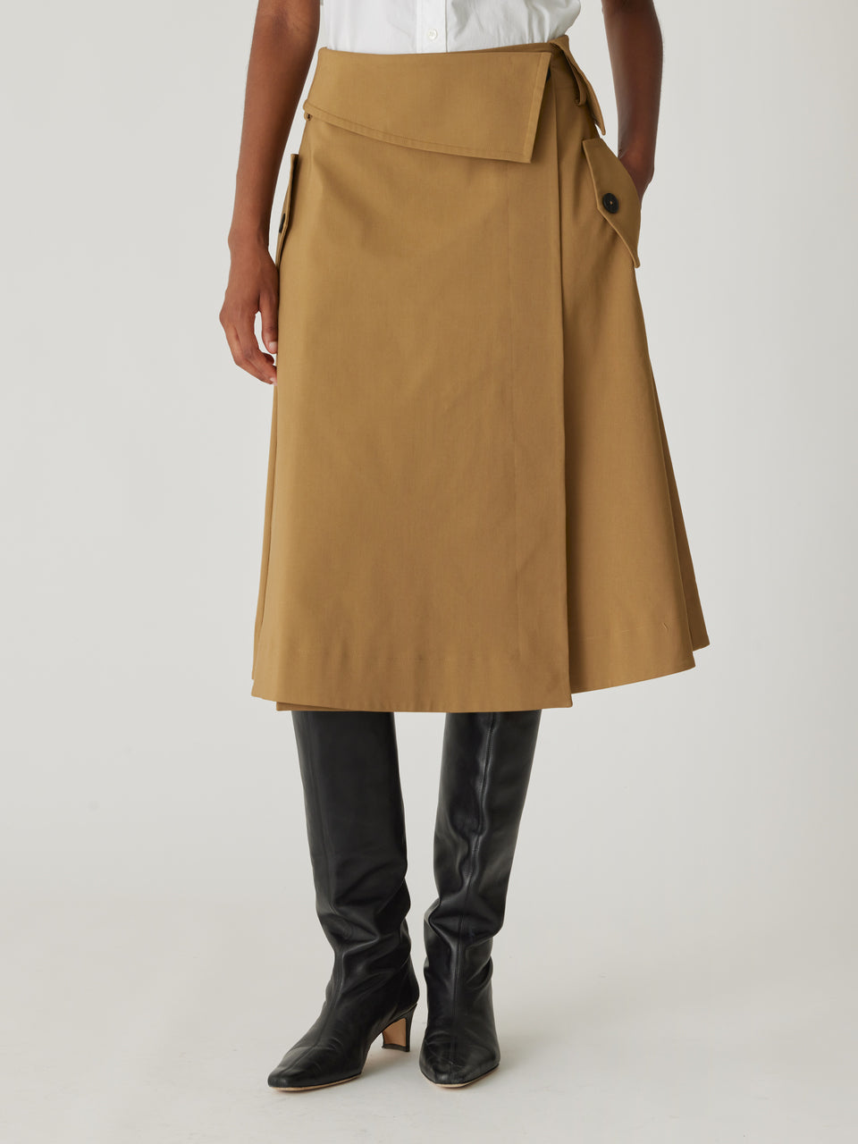 Rebecca Taylor Refined Sateen Foldover Wrap Skirt in Date