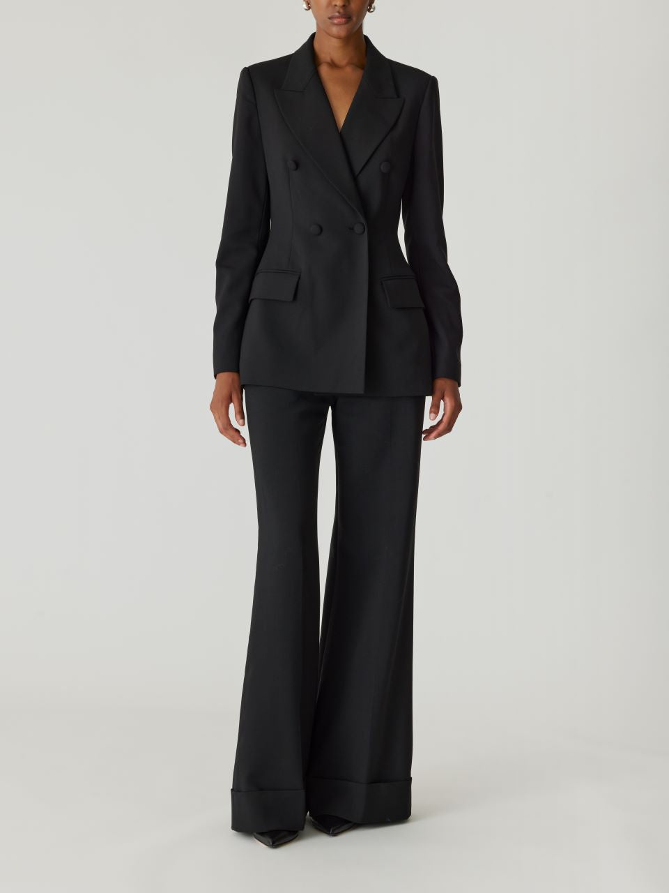 Black Calvary Twill Structured Blazer Calvary Twill Double Breasted Blazer in Black by Rebecca Taylor