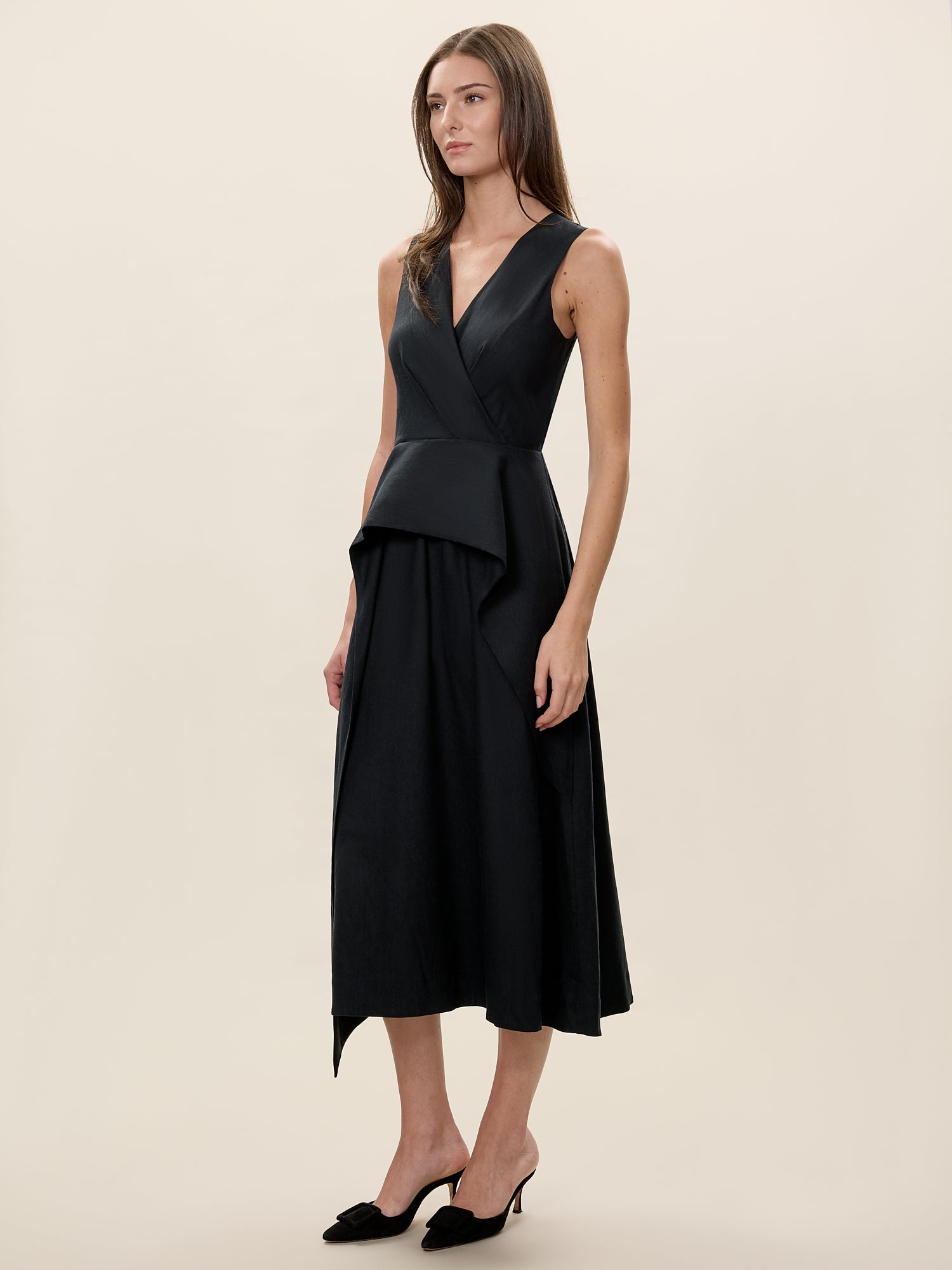  Stretch Linen Dress in Black by Rebecca Taylor