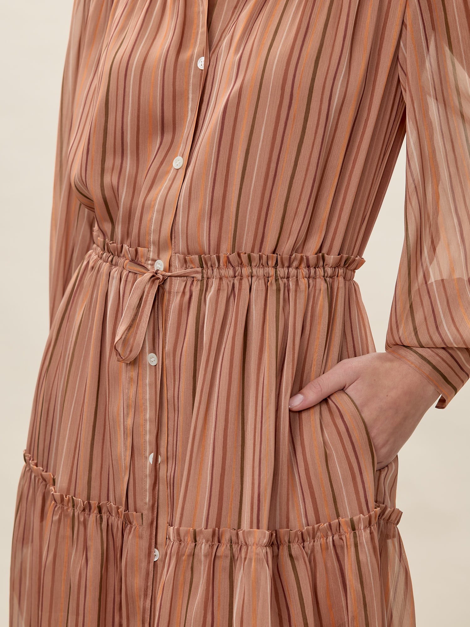  Celeste Stripe Dress in Persimmon Stripe Multi by Rebecca Taylor