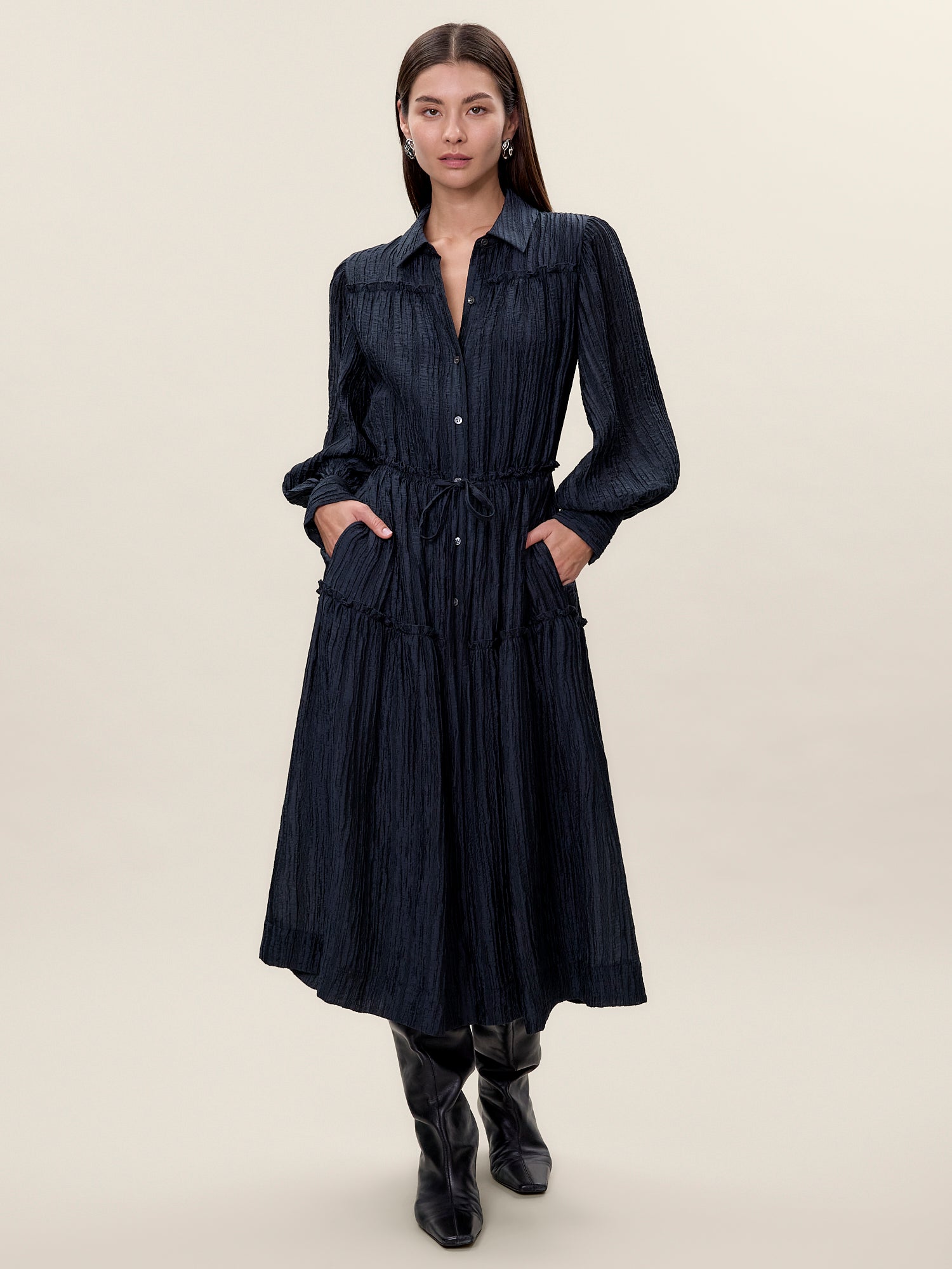  Olivia Shirt Dress in Graphite by Rebecca Taylor