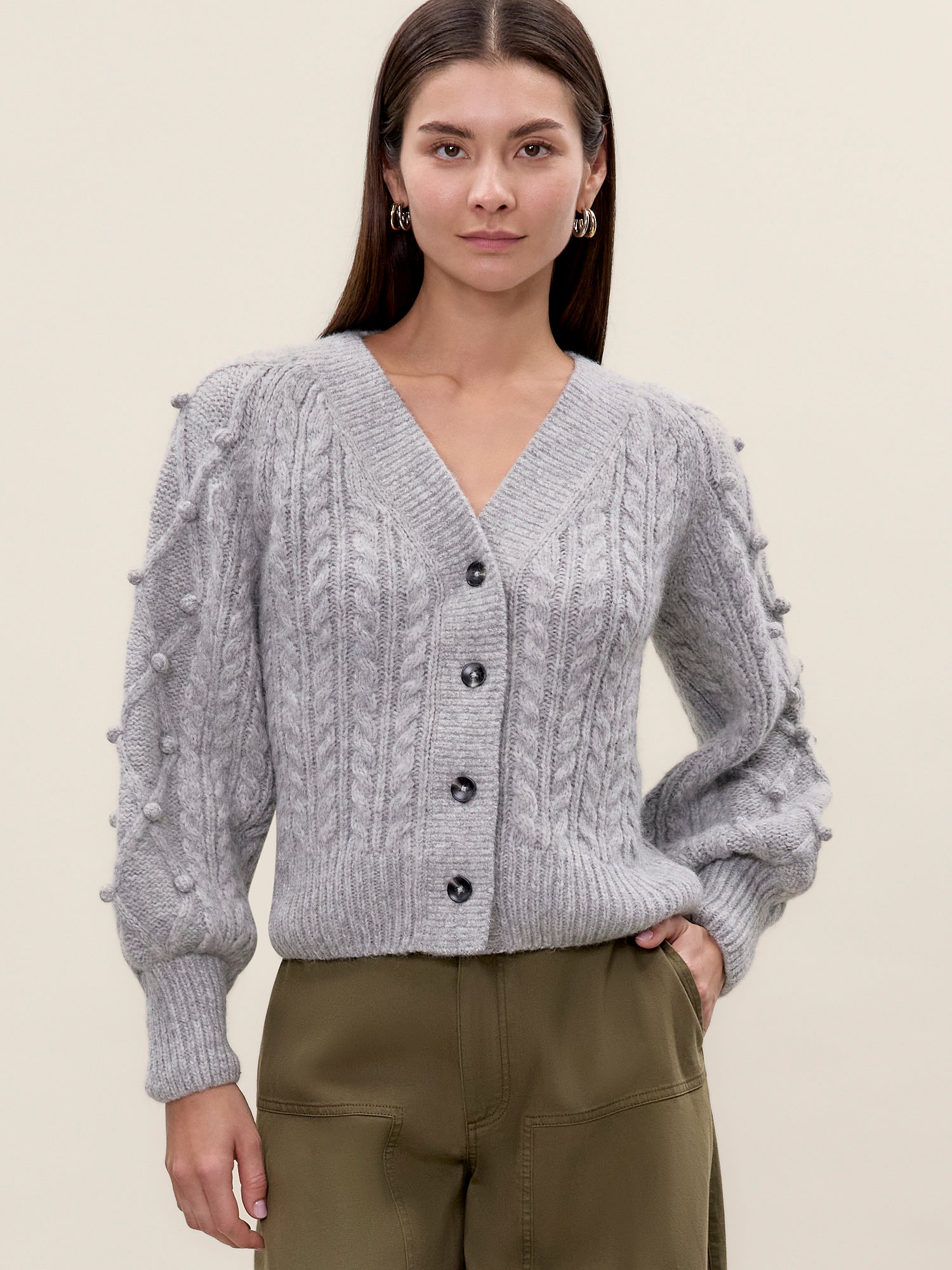  Petra Cardigan in Light Grey by Rebecca Taylor