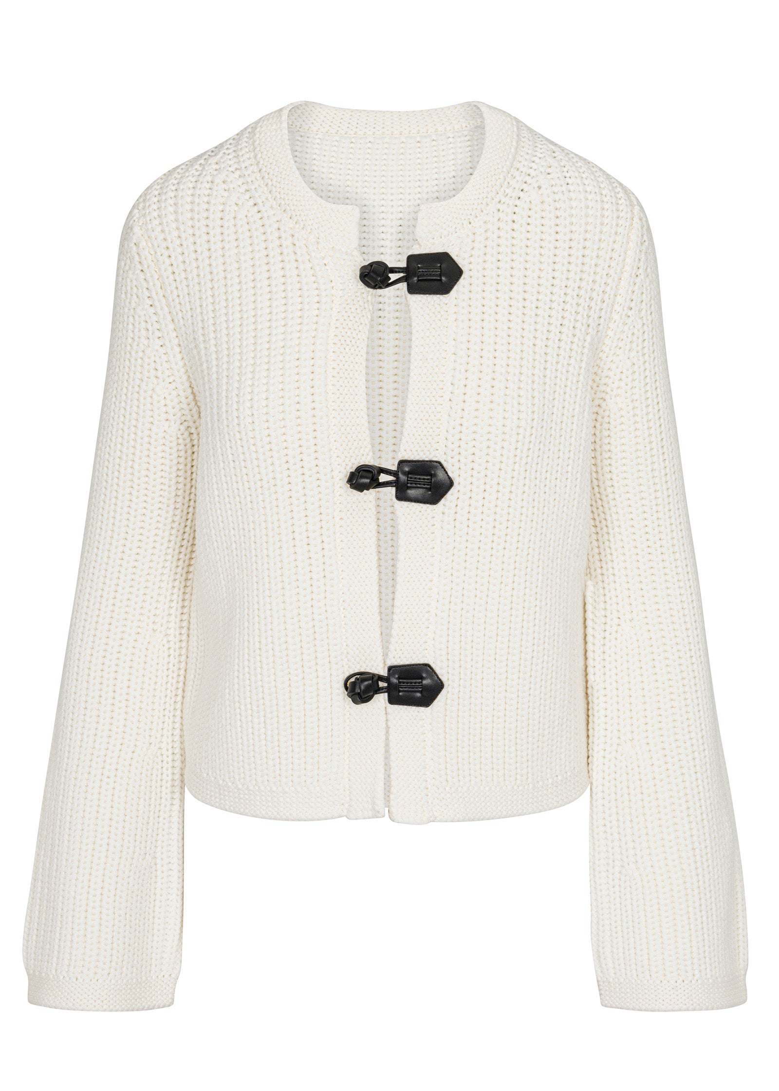 Rebecca Taylor Novelty Wool Toggle Cardi in Cream