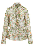 All Over Floral On Viscose Chiffon Tie Front Blouse