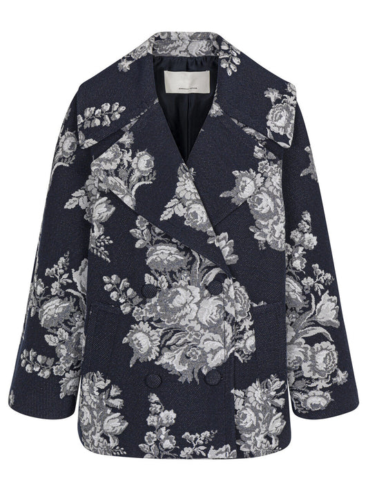 Venice Toile Jacquard Oversized Peacoat