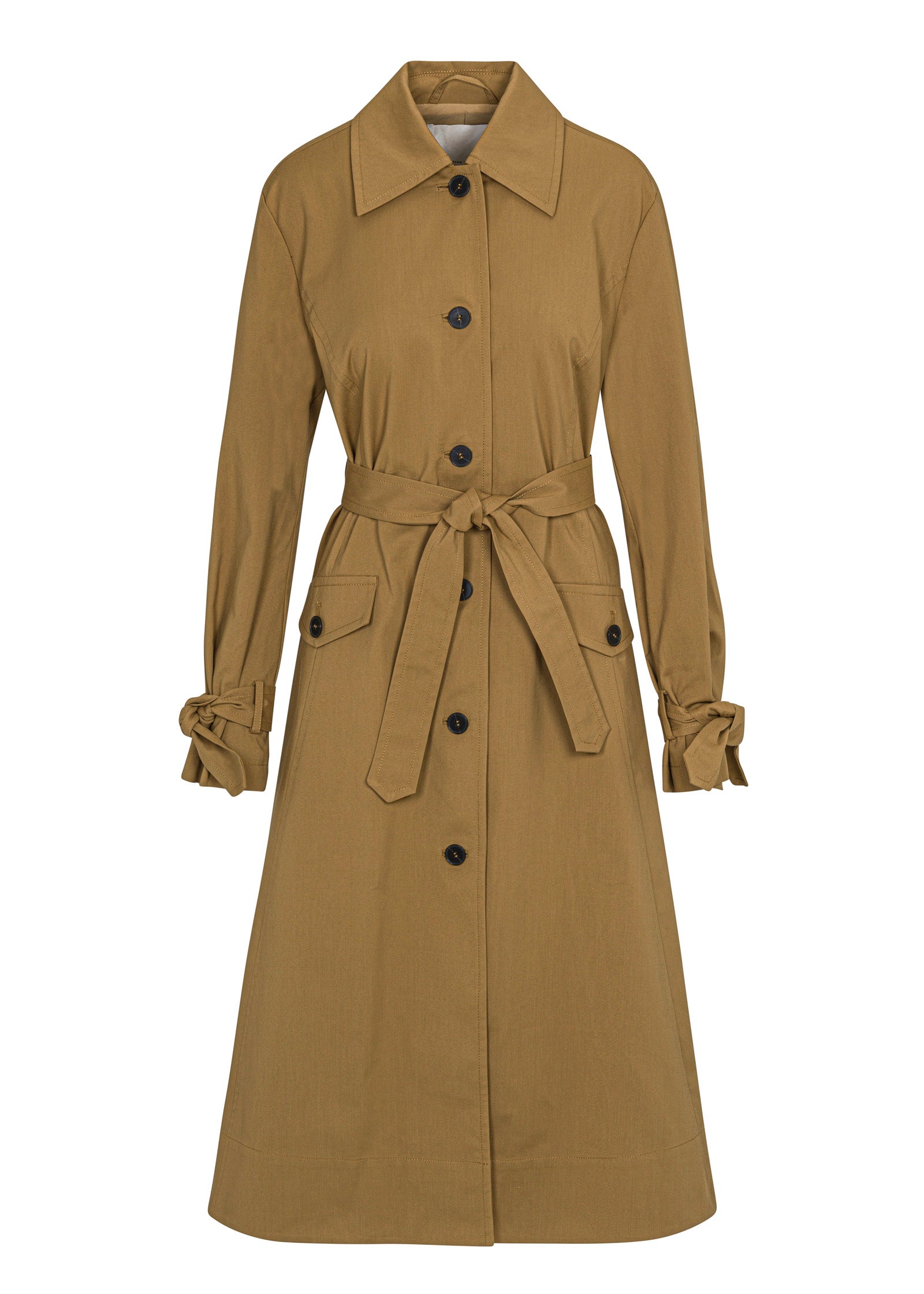 Brown Belted Trench Coat Refined Sateen Trench Coat in Date by Rebecca Taylor