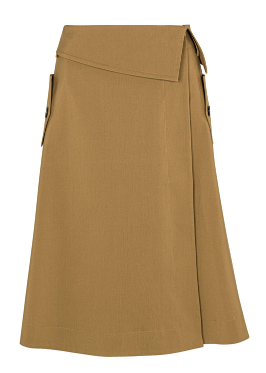 Refined Sateen Foldover Wrap Skirt