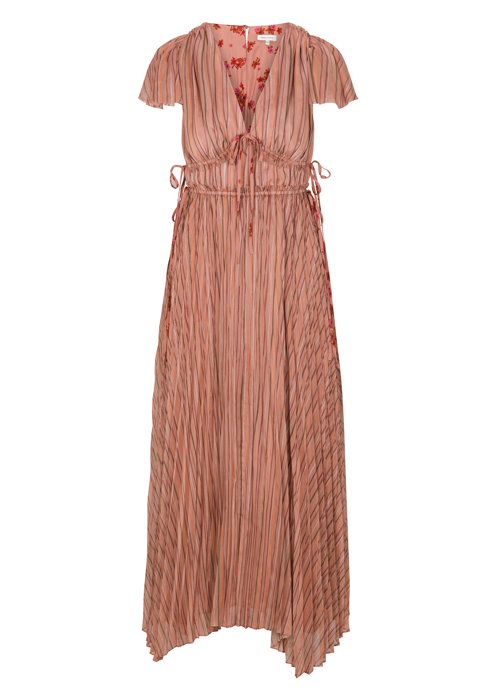  Celeste Stripe Pleated Dress in Persimmon Stripe Multi by Rebecca Taylor