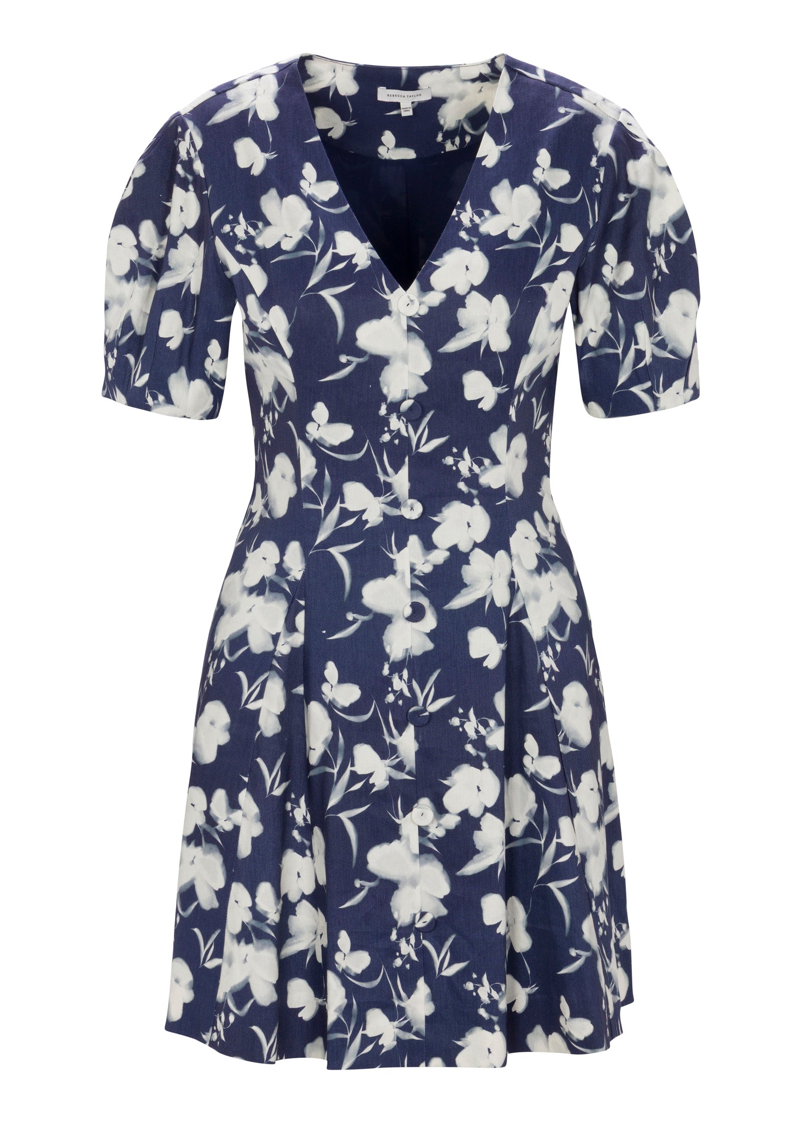 Bea Linen Mini Dress in Navy Combo by Rebecca Taylor