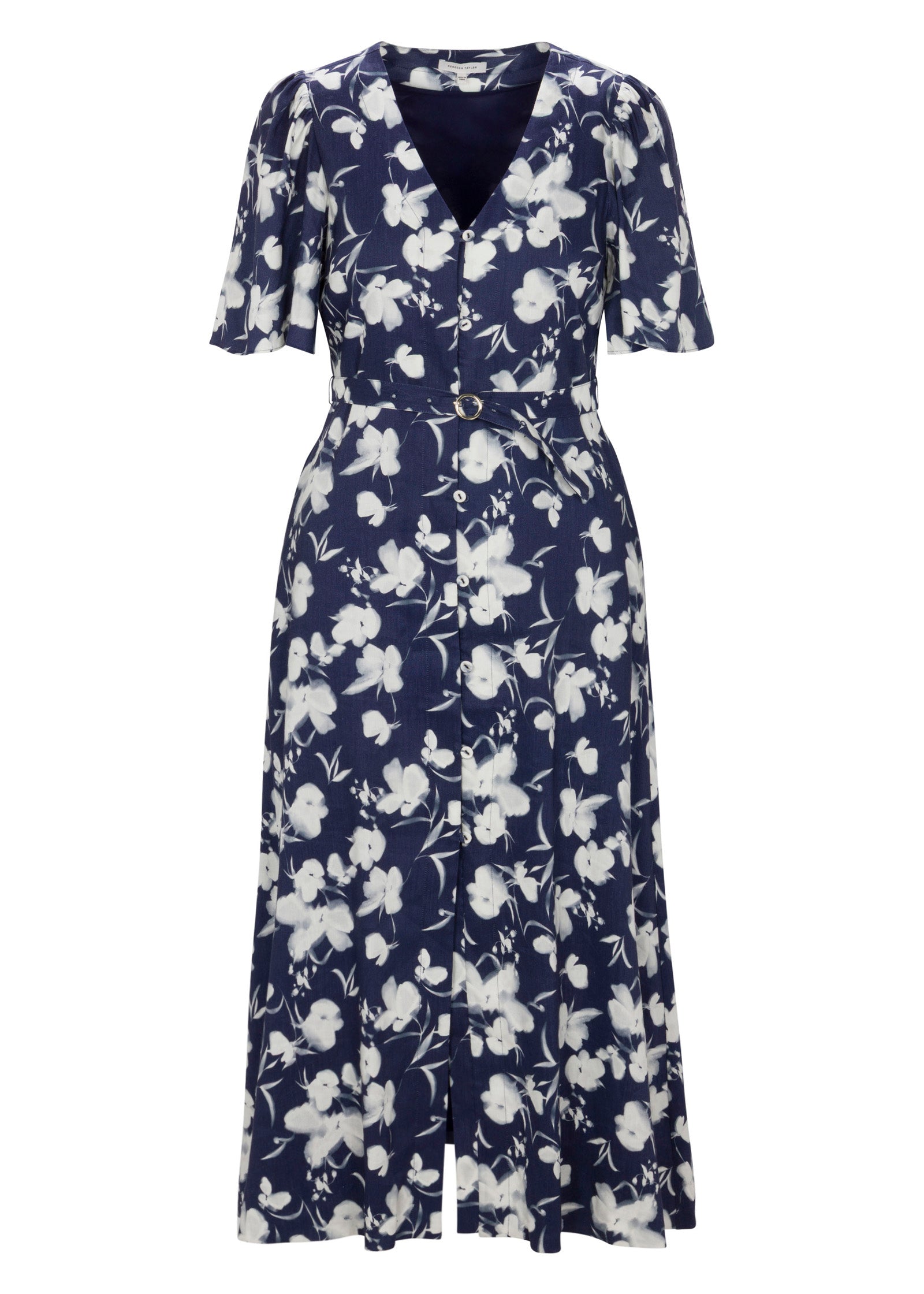  Bea Linen Maxi Dress in Navy Combo by Rebecca Taylor
