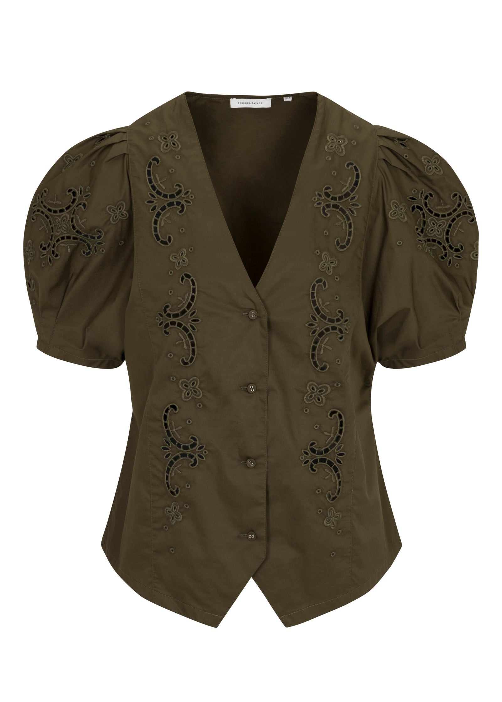  Raquel Twill Shirt in Olive by Rebecca Taylor