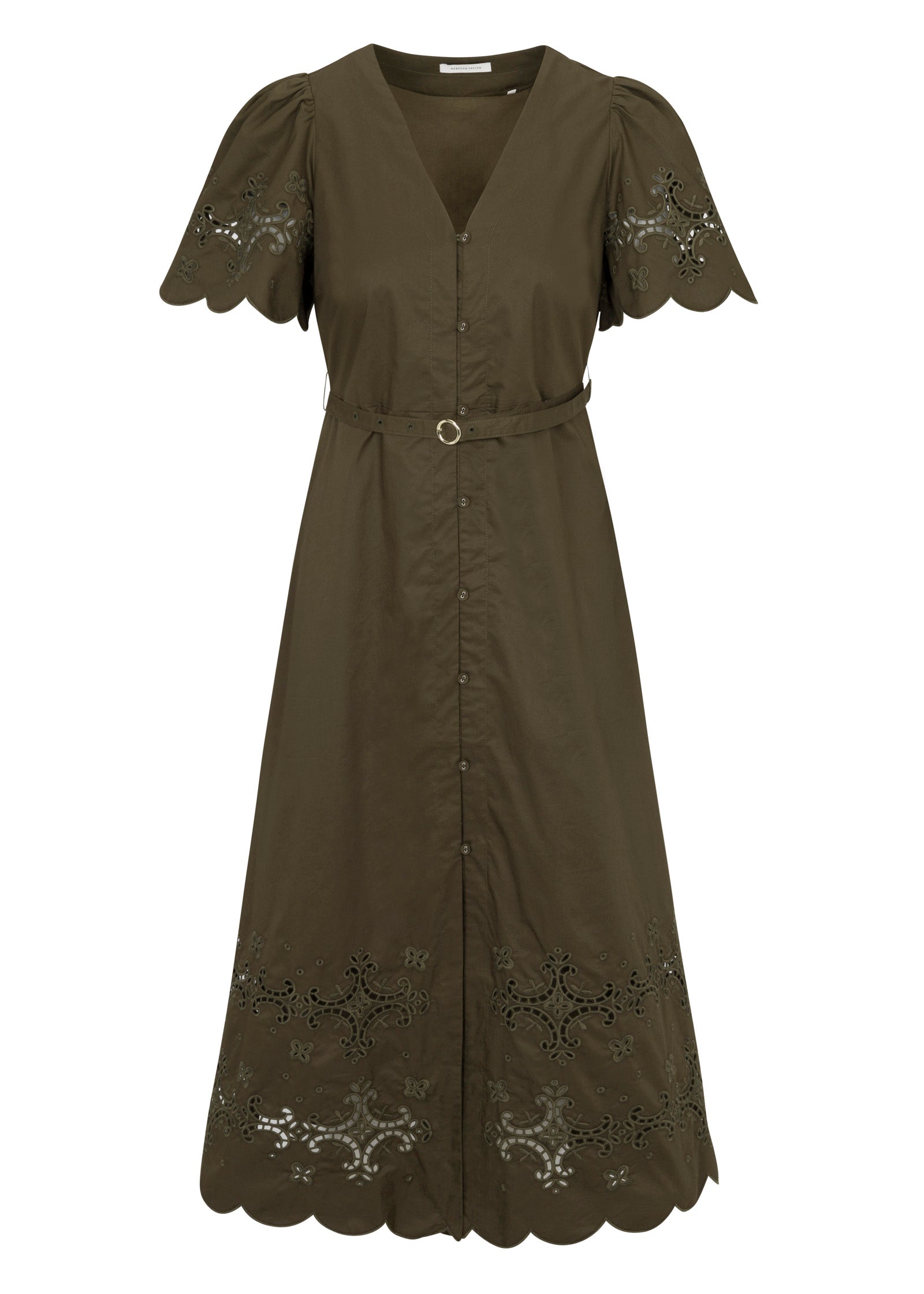  Raquel Twill Dress in Olive by Rebecca Taylor