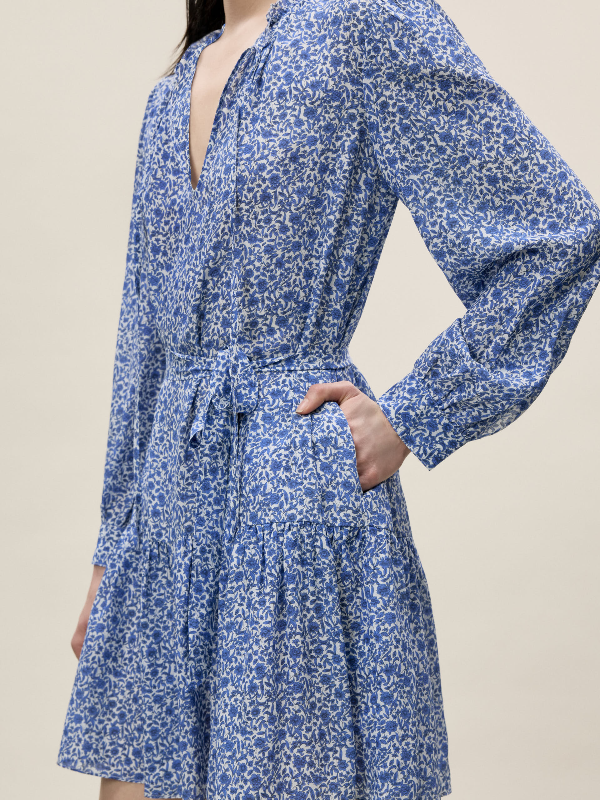  Delft Fleur Belted Dress in Delft Fleur Indigo Combo by Rebecca Taylor