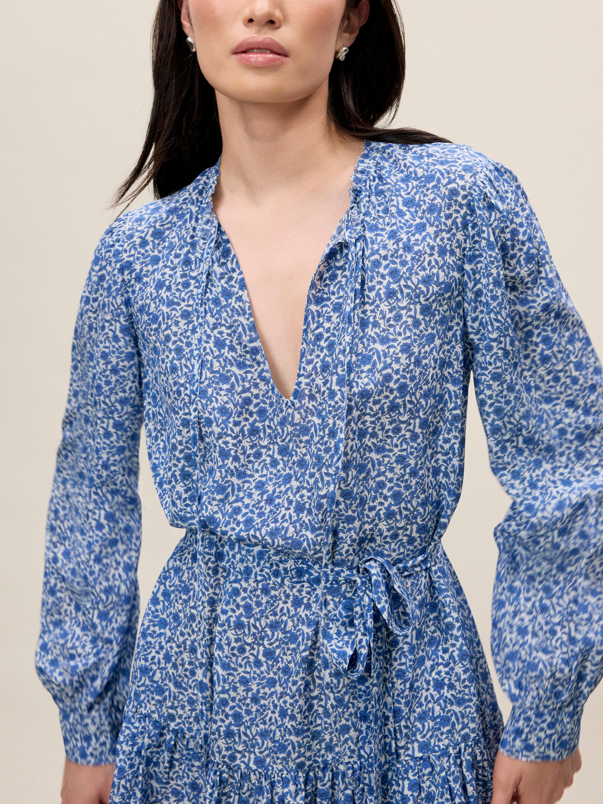  Delft Fleur Belted Dress in Delft Fleur Indigo Combo by Rebecca Taylor