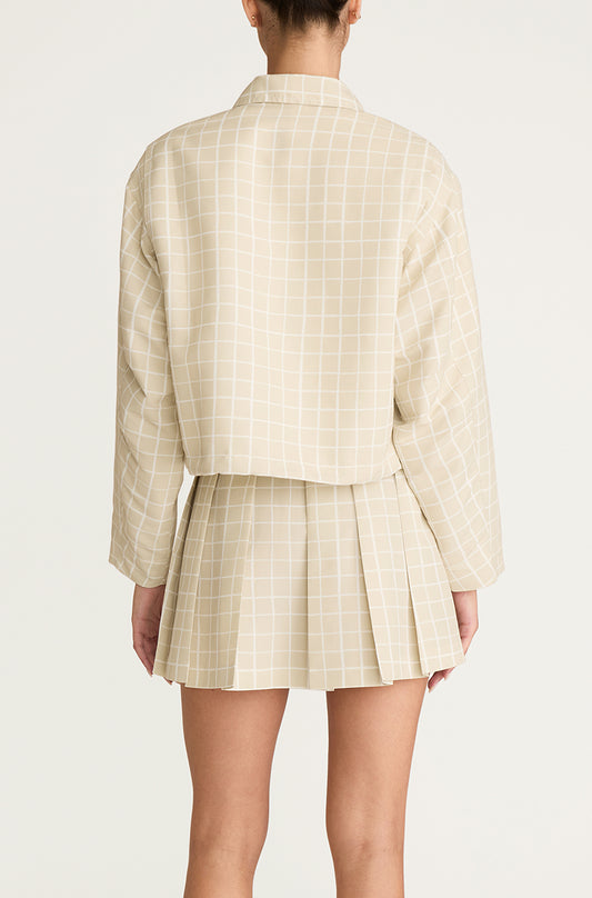 Painterly Windowpane Cropped Faille Jacket