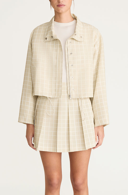 Painterly Windowpane Cropped Faille Jacket