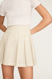 Painterly Windowpane Pleated Faille Skirt