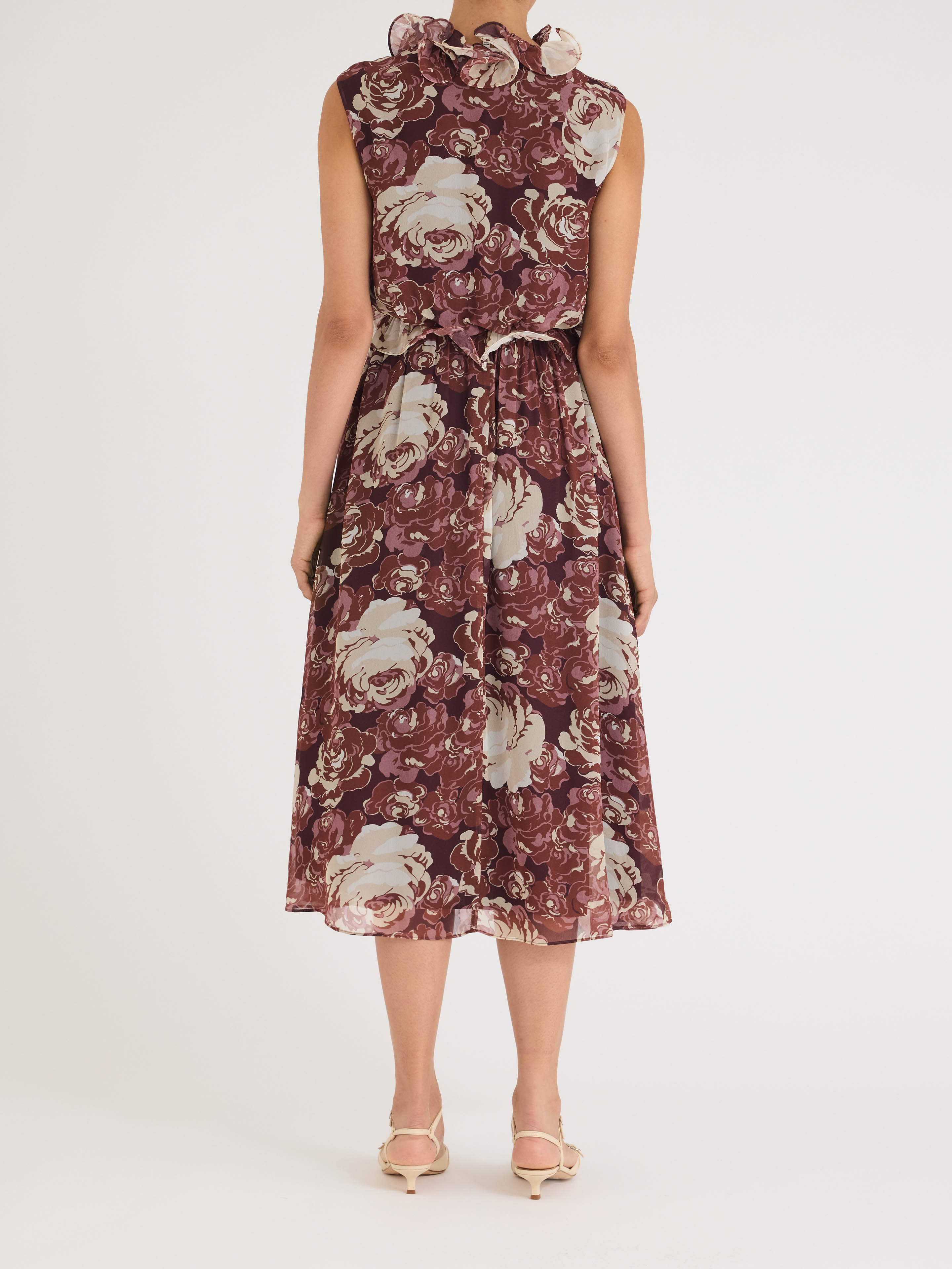 Floral Print Viscose Midi dress Sarita Dress in Raisin Combo by Rebecca Taylor