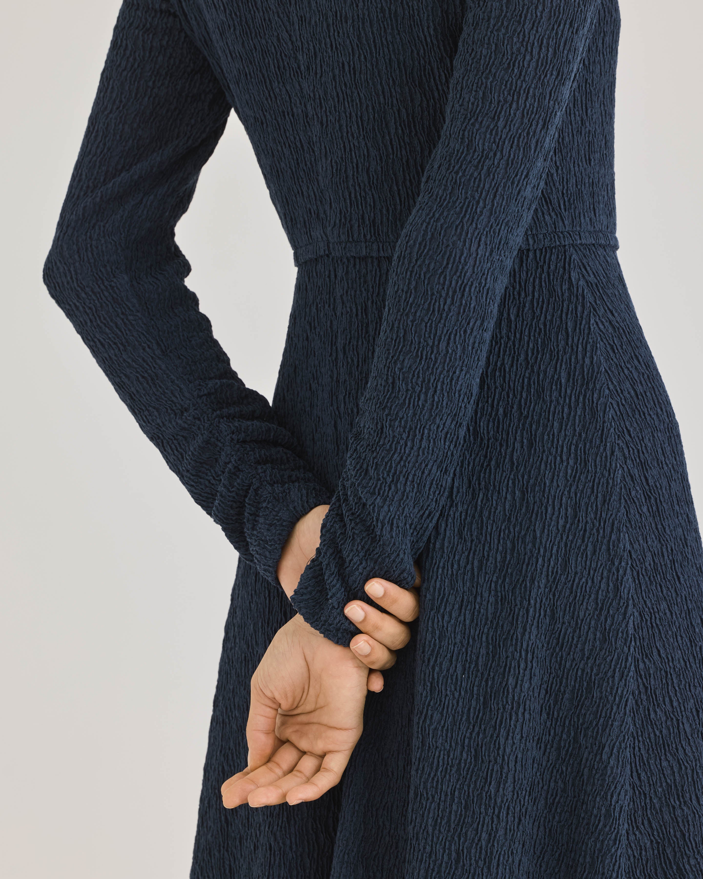 Navy Long Sleeve Midi Dress Taryn Dress in Navy by Rebecca Taylor