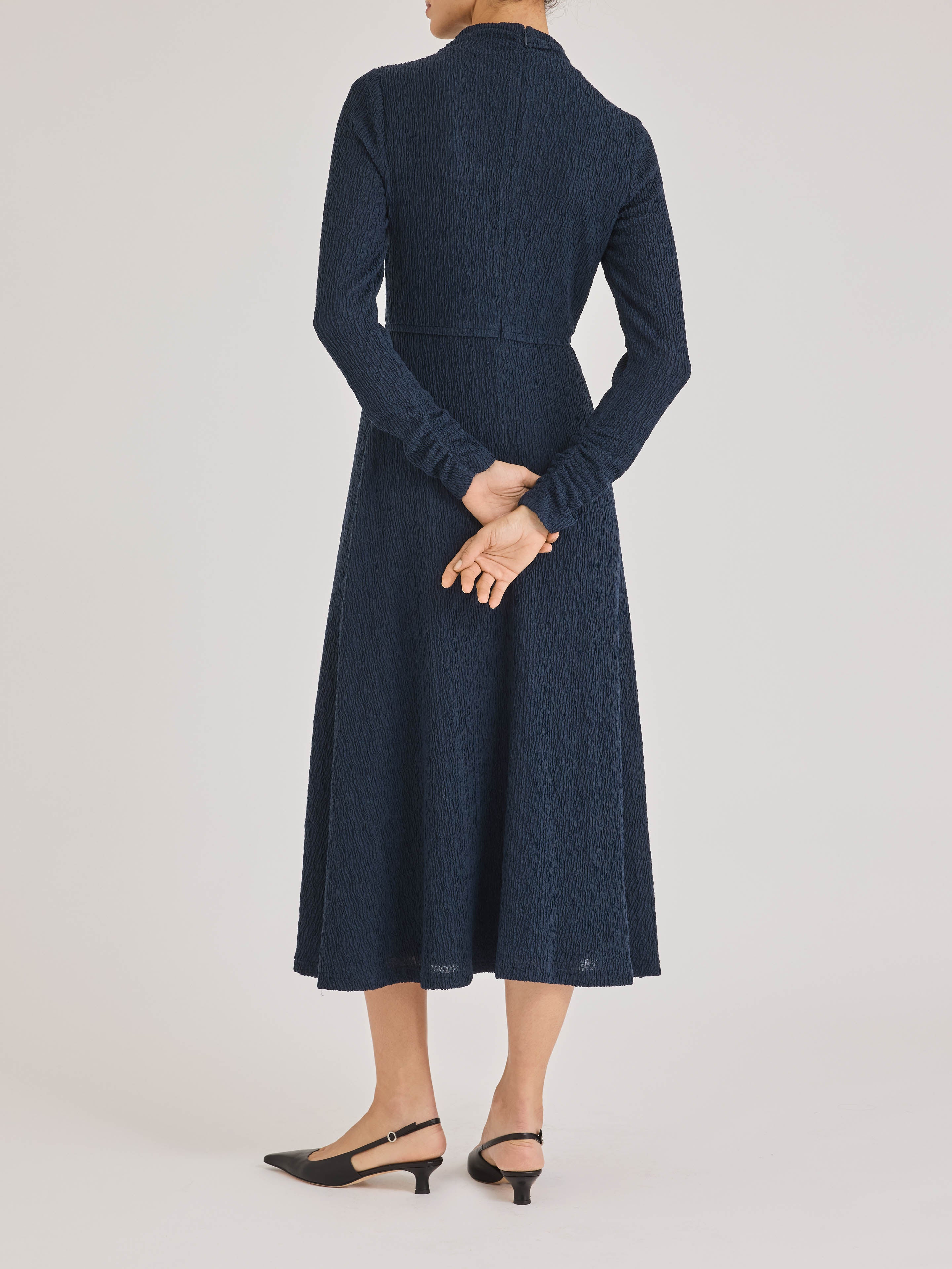 Navy Long Sleeve Midi Dress Taryn Dress in Navy by Rebecca Taylor