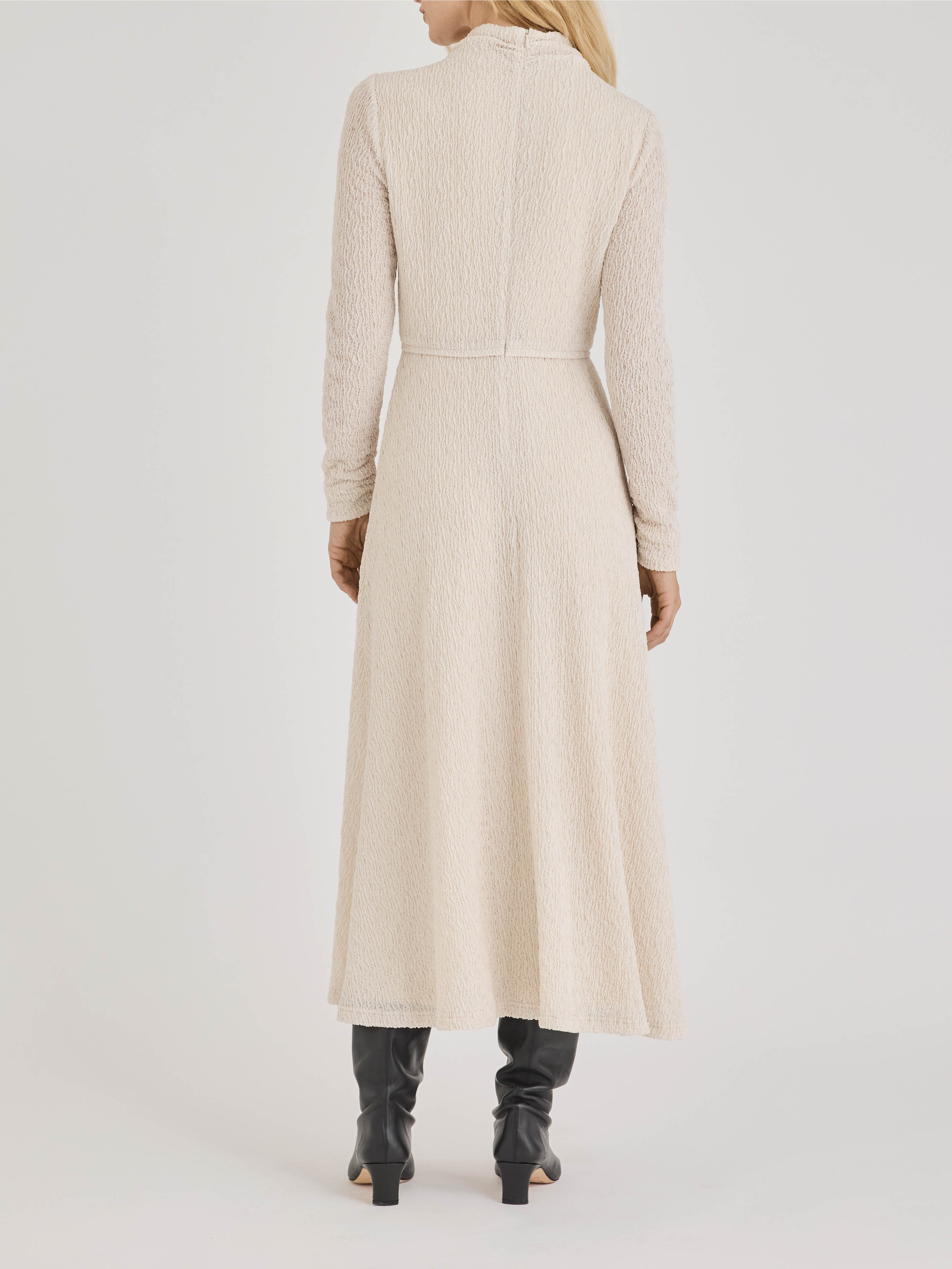 Cream Long Sleeve Midi Dress Taryn Dress in Cream by Rebecca Taylor