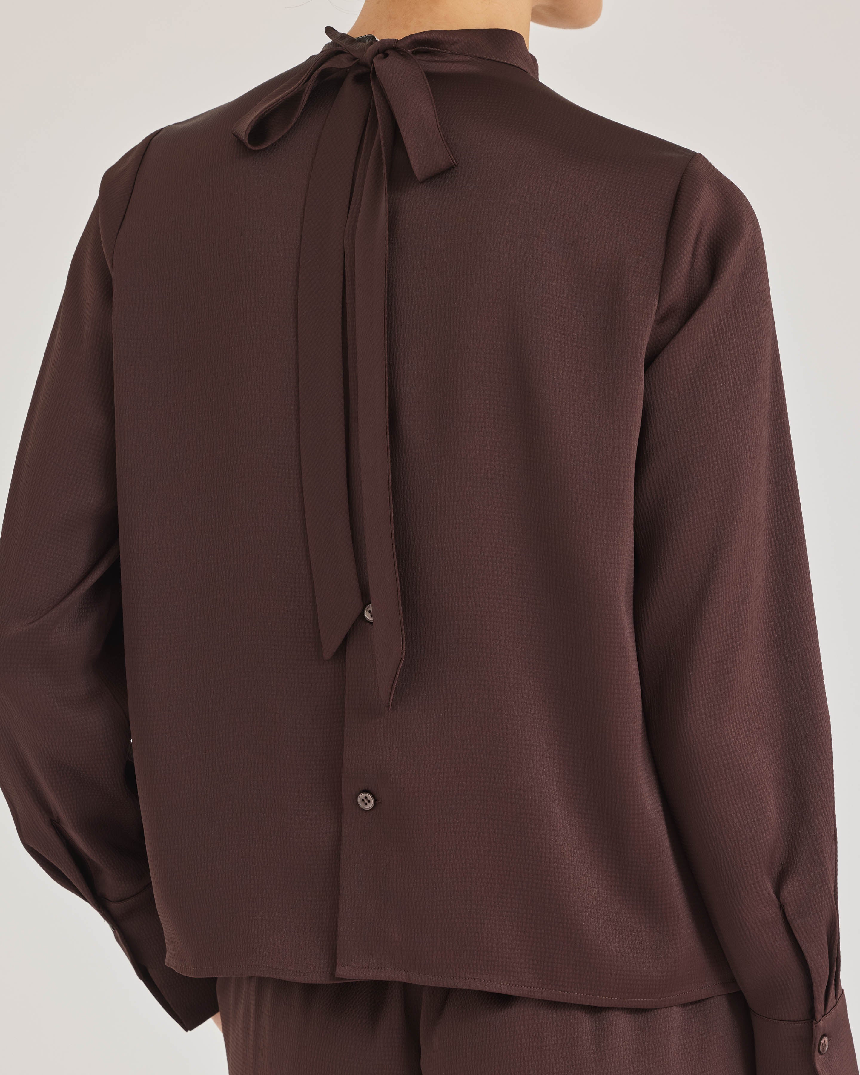 Raisin Satin Tie-Neck Blouse Gianna Blouse in Raisin by Rebecca Taylor