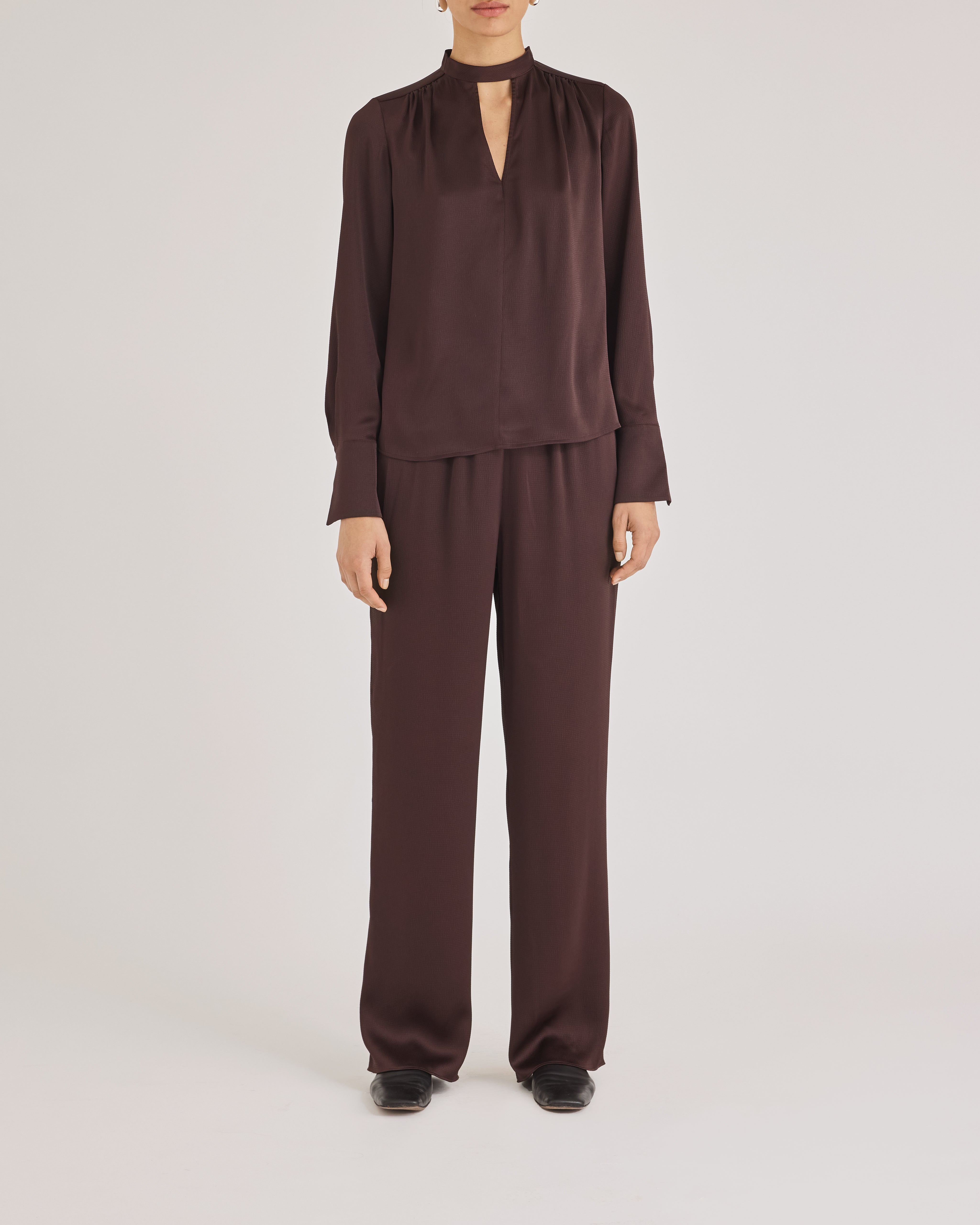 Raisin Wide Leg Satin Pants Gianna Pant in Raisin by Rebecca Taylor