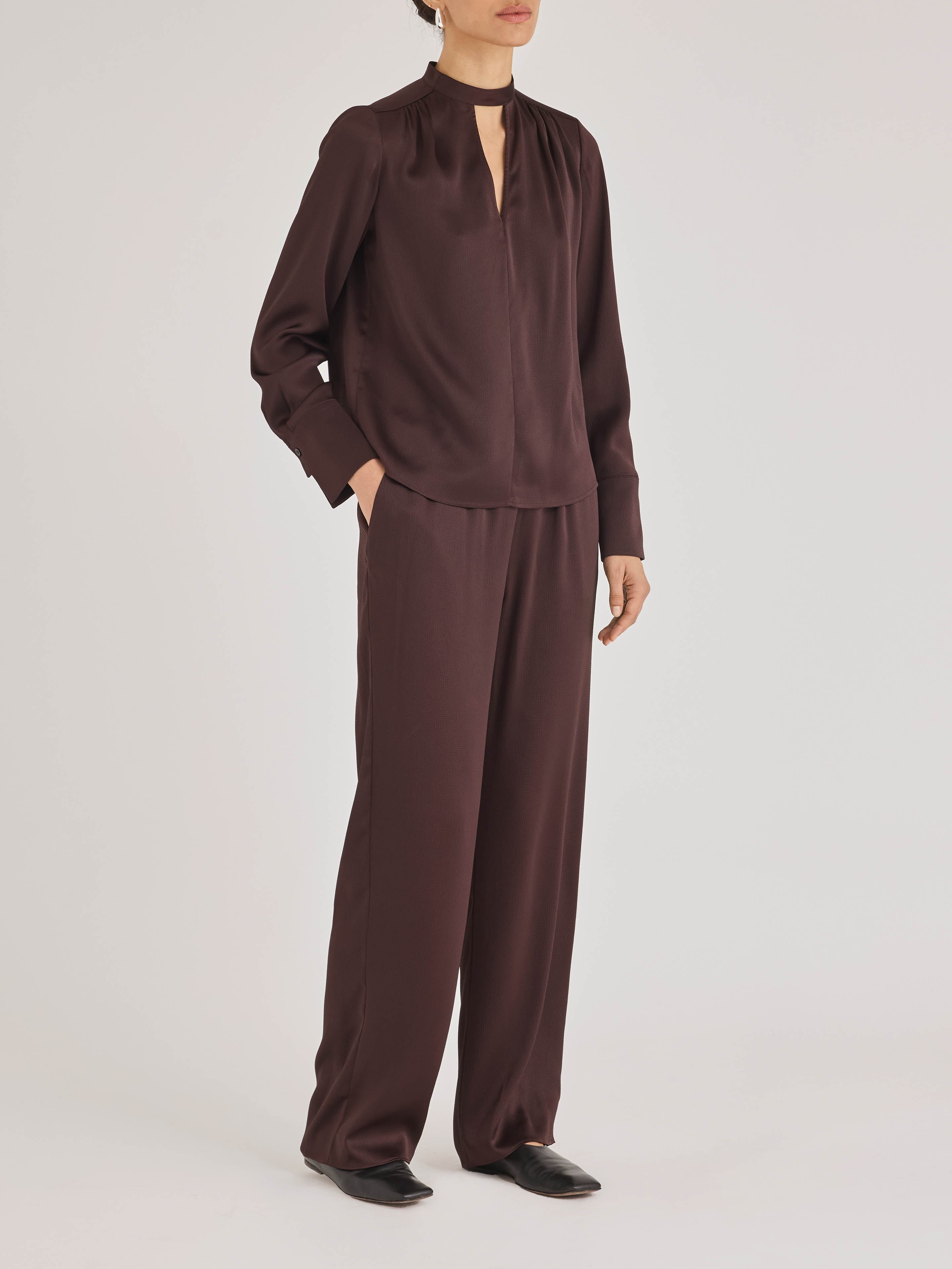 Raisin Wide Leg Satin Pants Gianna Pant in Raisin by Rebecca Taylor