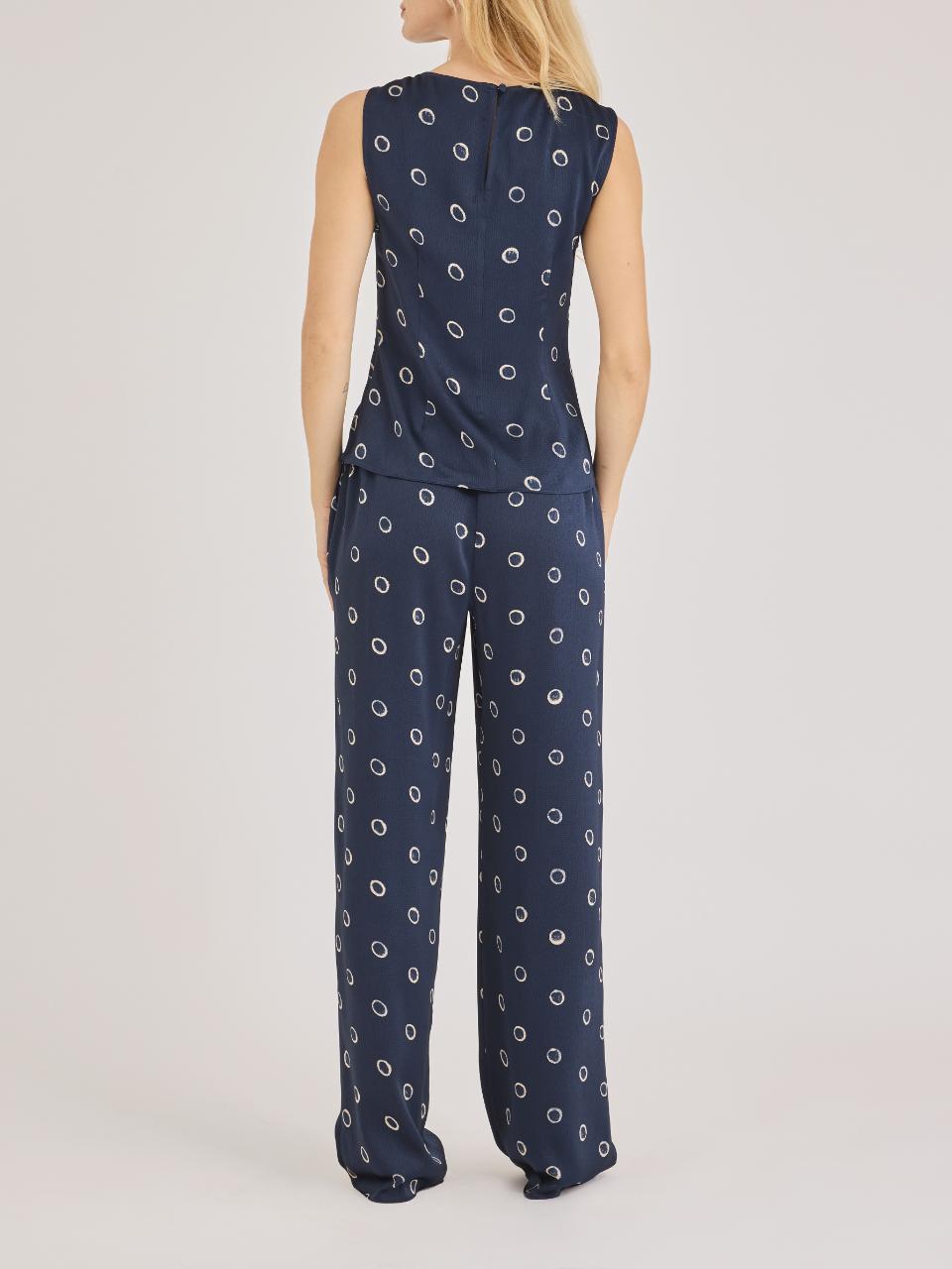 Rebecca Taylor Hazy Dot Blouse in Navy Combo