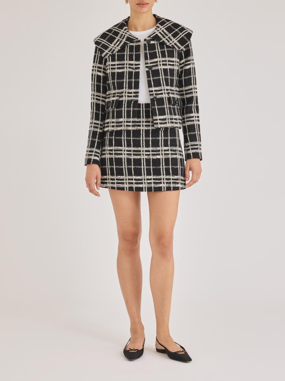 Black and White Plaid jacket Camila Jacket in Black White by Rebecca Taylor