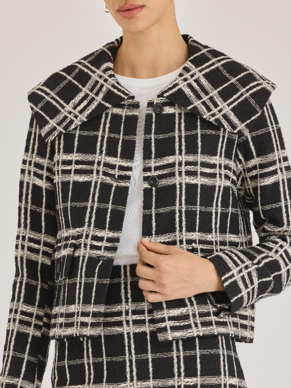 Black and White Plaid jacket Camila Jacket in Black White by Rebecca Taylor